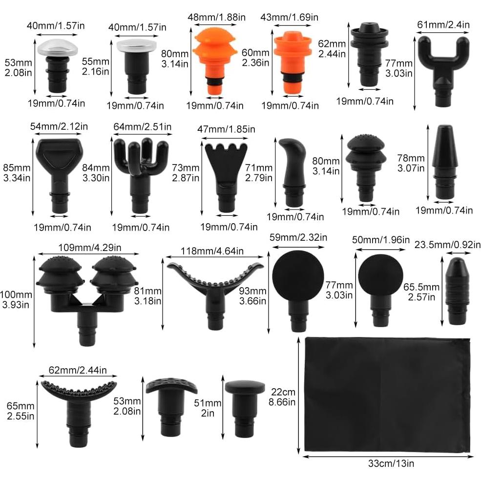 Accesorios de Masaje JIANWEI 20pcs Cabezas Reemplazo Negro