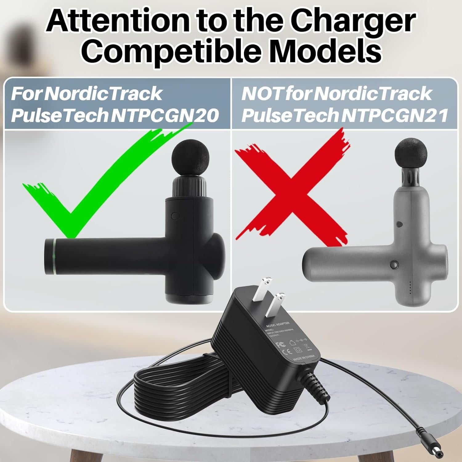 Cargador de 27V para pistola de masaje NordicTrack NTPCGN20