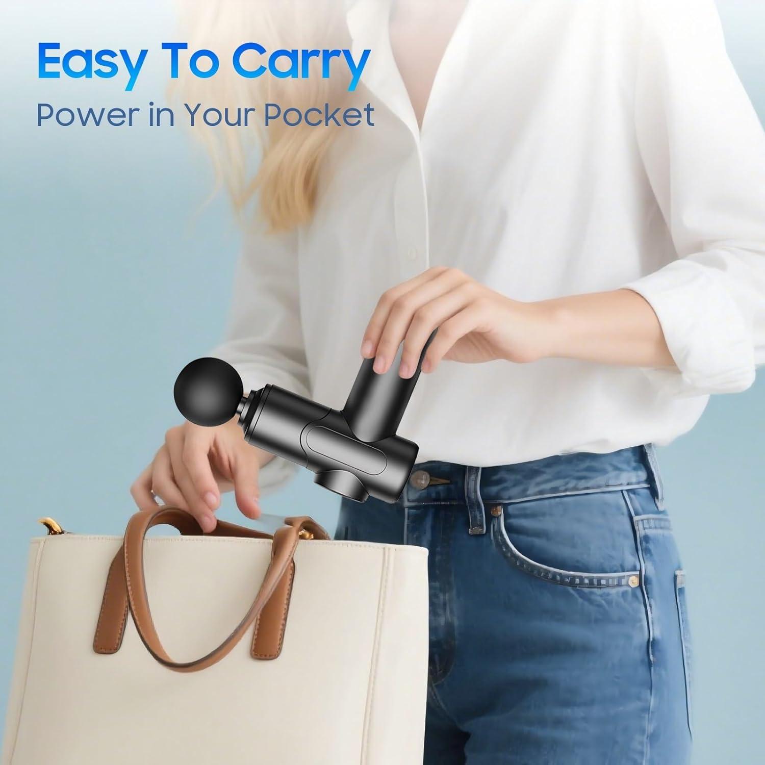 Pistola de Masaje Mini JOYSUWERUN 6 Velocidades 8 Accesorios