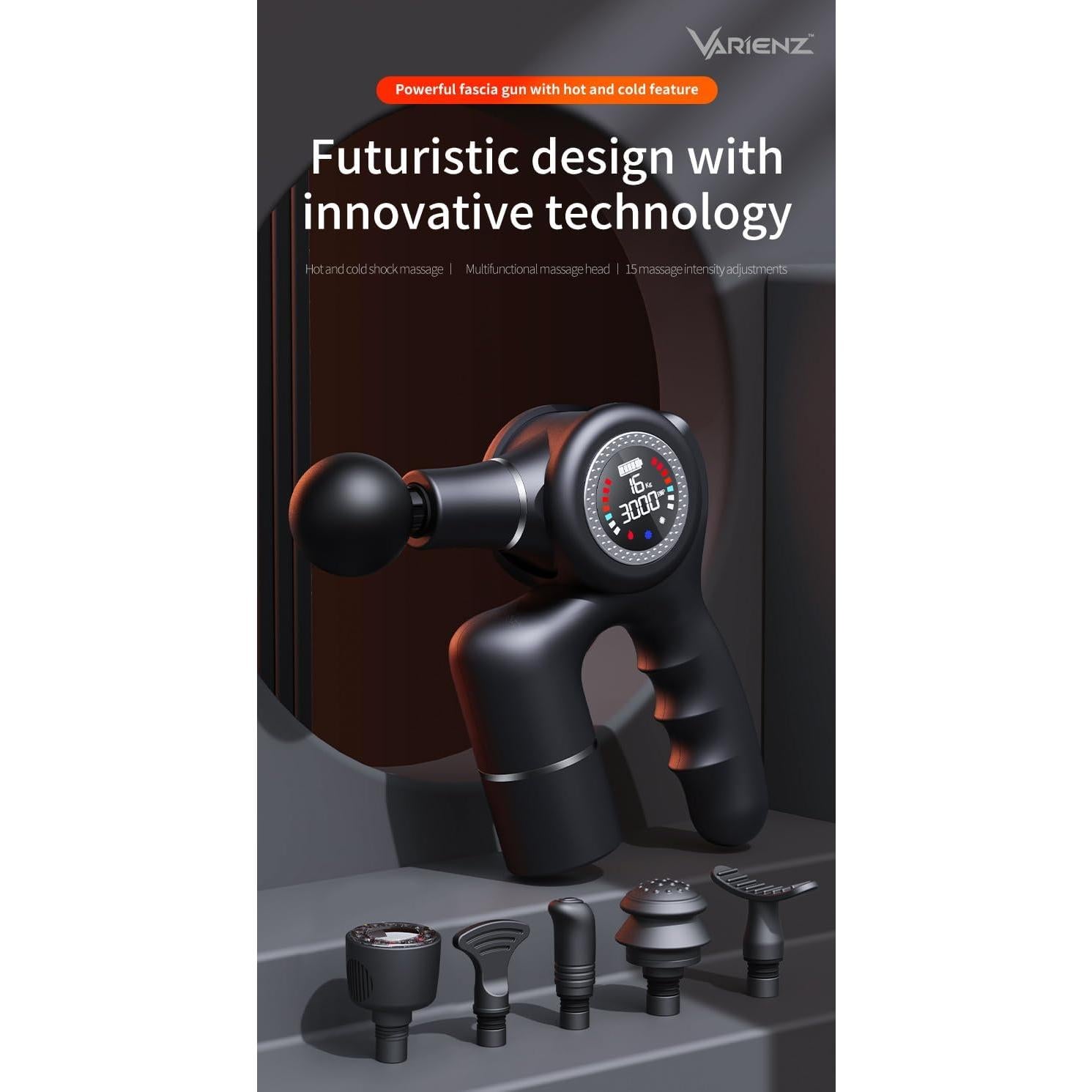 Pistola de Masaje VARIENZ VM PRO con Calor y Frío 15 Velocidades