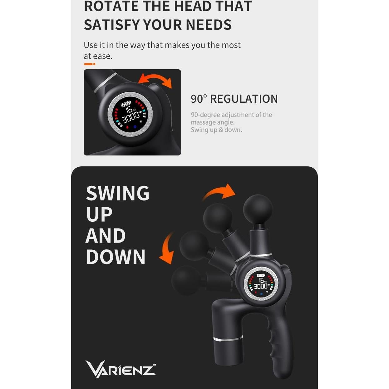 Pistola de Masaje VARIENZ VM PRO con Calor y Frío 15 Velocidades