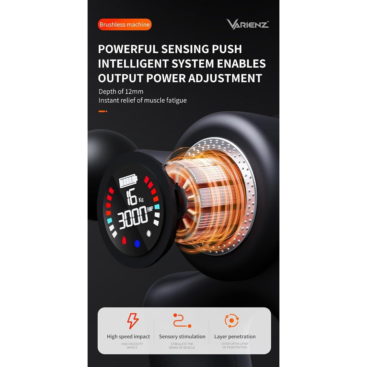 Pistola de Masaje VARIENZ VM PRO con Calor y Frío 15 Velocidades