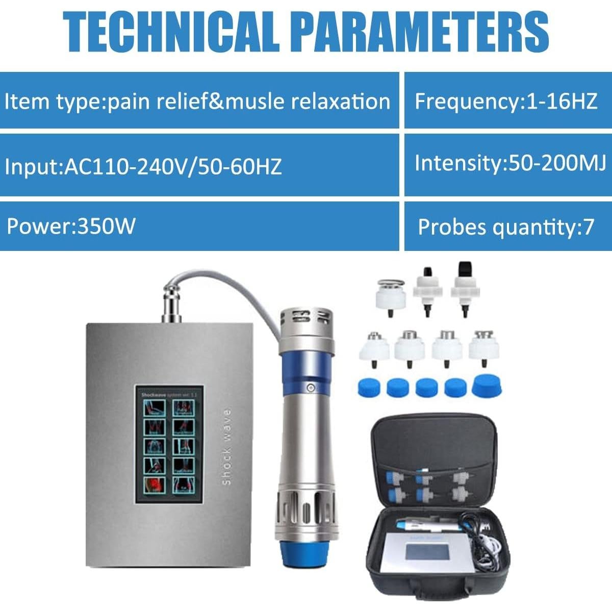 Pistola de Masaje Muscular Shefmon SW15C 7 Cabezas Alivio Dolor