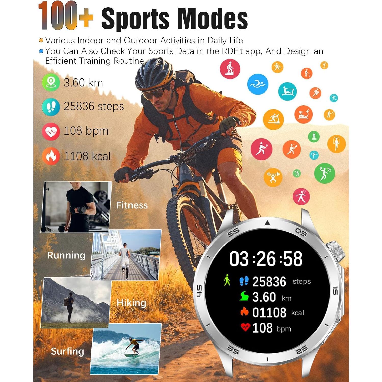 Reloj Inteligente Deportivo RollsTimi X2Max Plata 1.53" HD