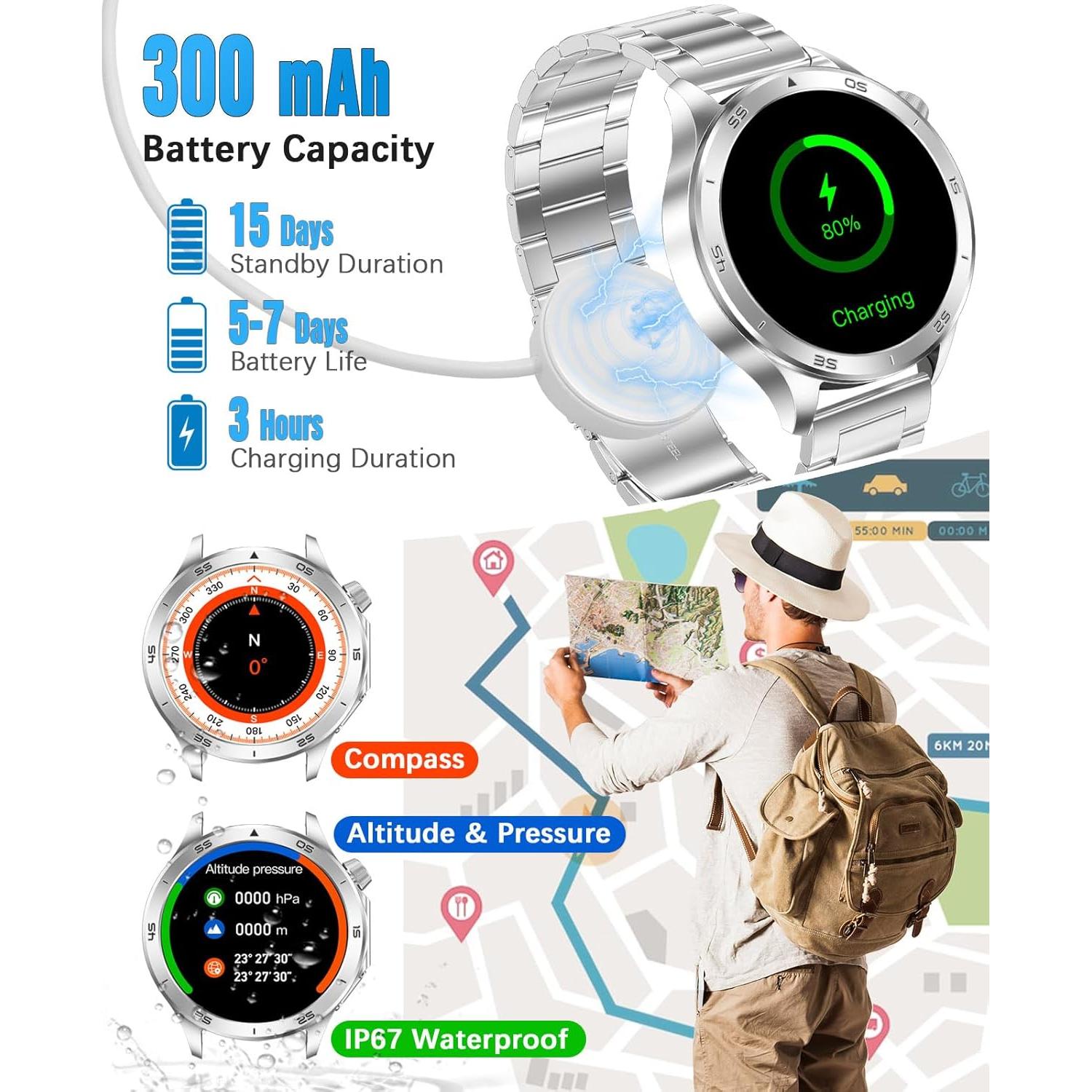 Reloj Inteligente Deportivo RollsTimi X2Max Plata 1.53" HD