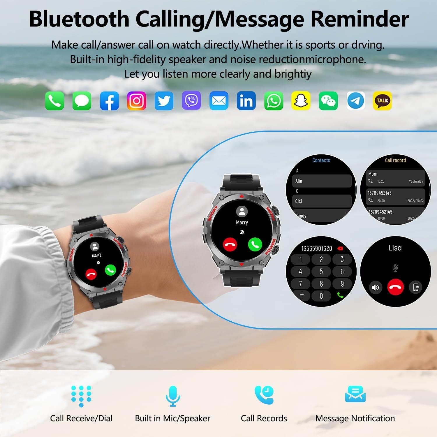 Reloj Inteligente Militar Jdcrsj AI66, 1.52" HD, IP68, Fitness