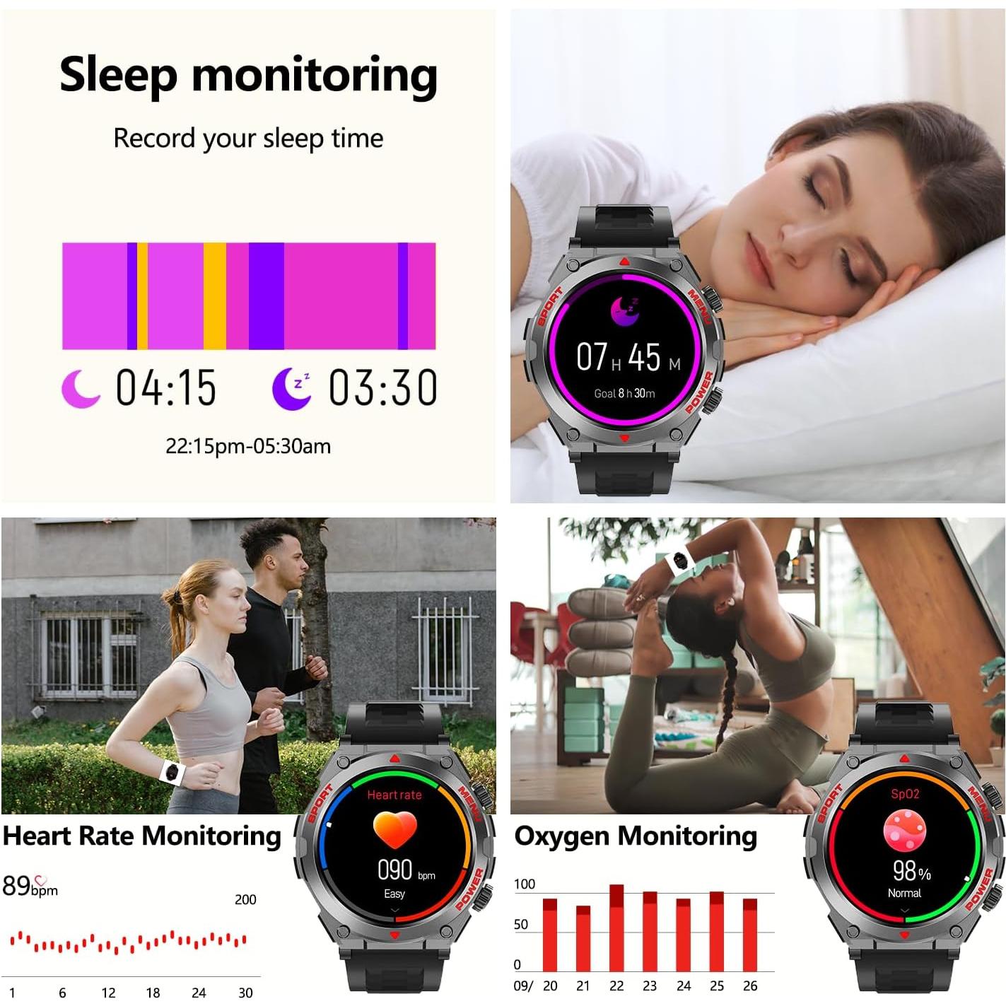 Reloj Inteligente Militar Jdcrsj AI66, 1.52" HD, IP68, Fitness