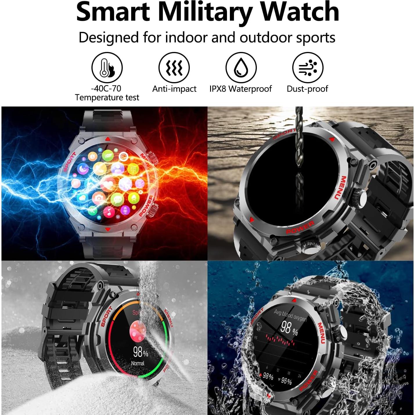 Reloj Inteligente Militar Jdcrsj AI66, 1.52" HD, IP68, Fitness