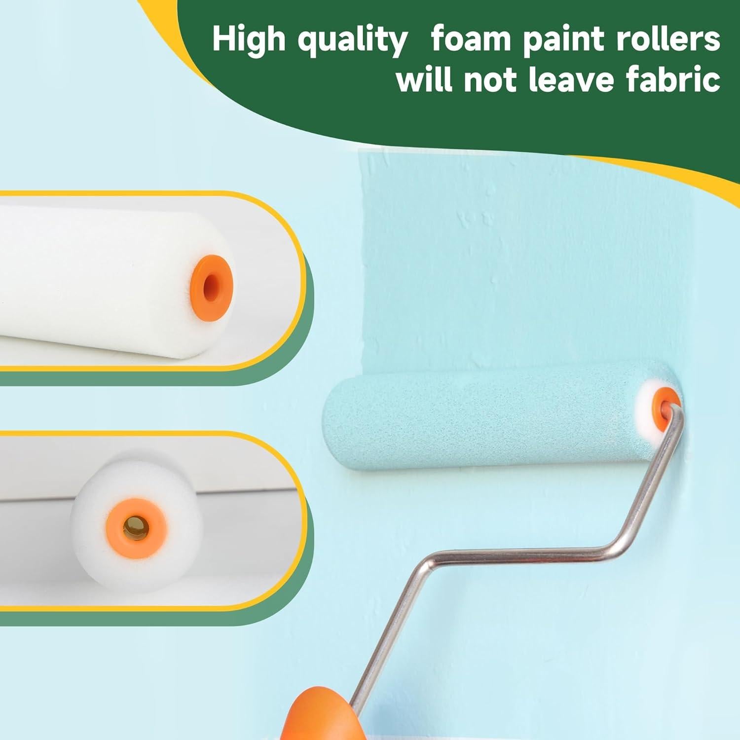 Rodillo de Pintura de Espuma Voomey 6" - Paquete de 10 Fundas