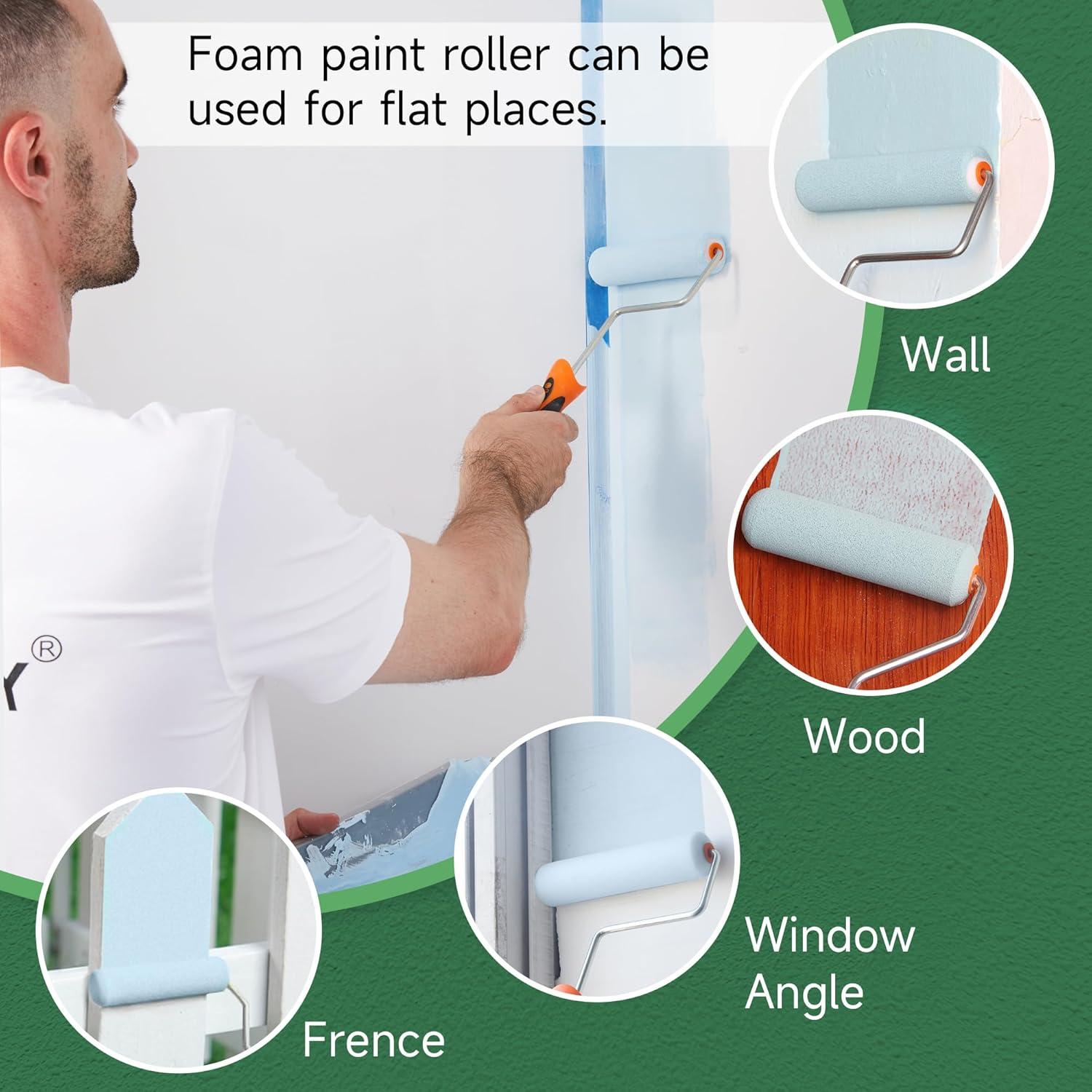 Rodillo de Pintura de Espuma Voomey 6" - Paquete de 10 Fundas