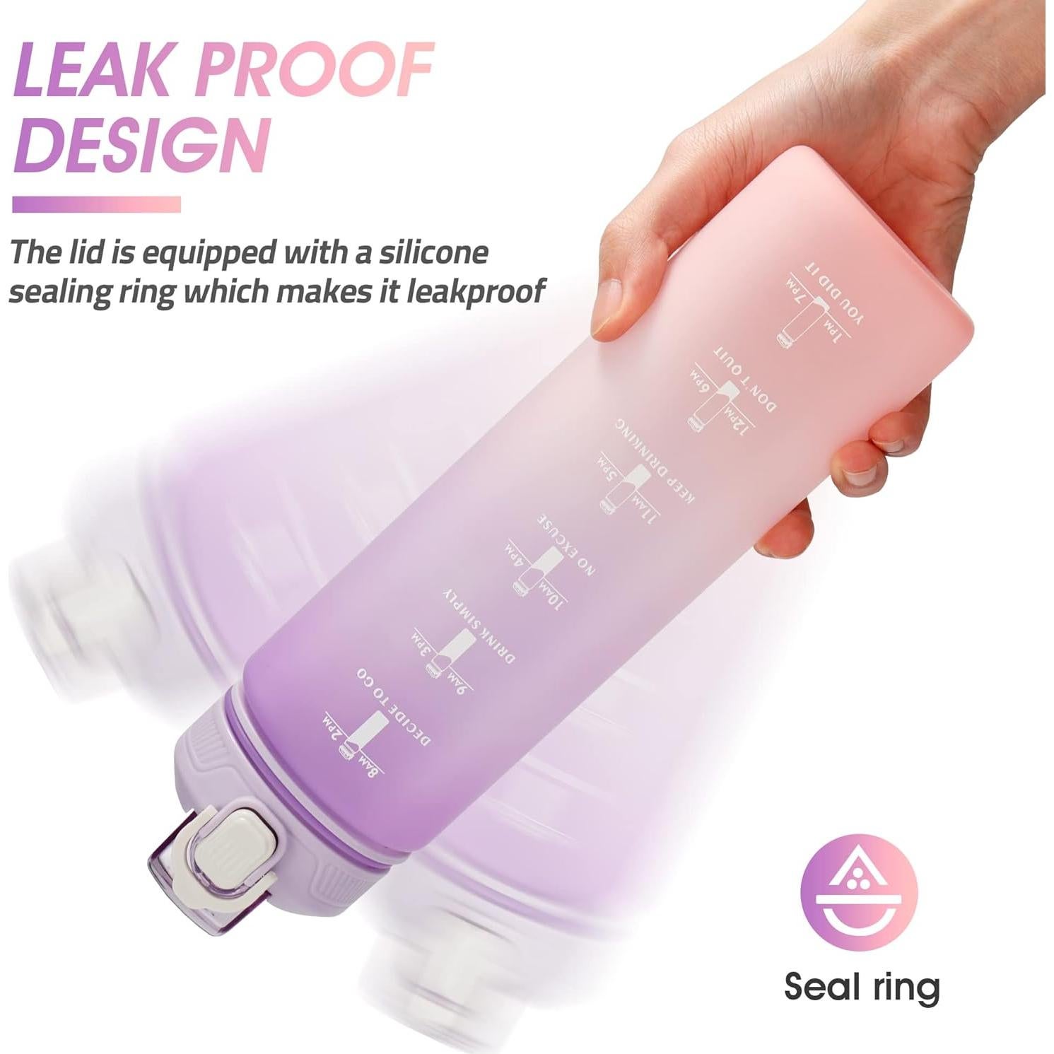 Botella de Agua Motivacional 32oz YC Kitchen - A Prueba de Fugas