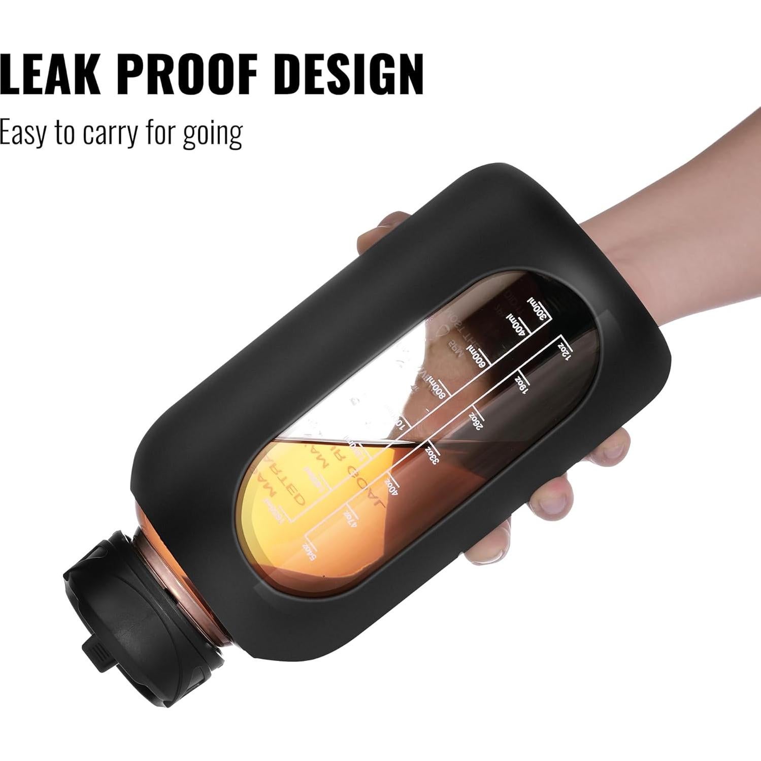 Botella de Agua de Vidrio CIVAGO 1.81L con Pajilla y Asa