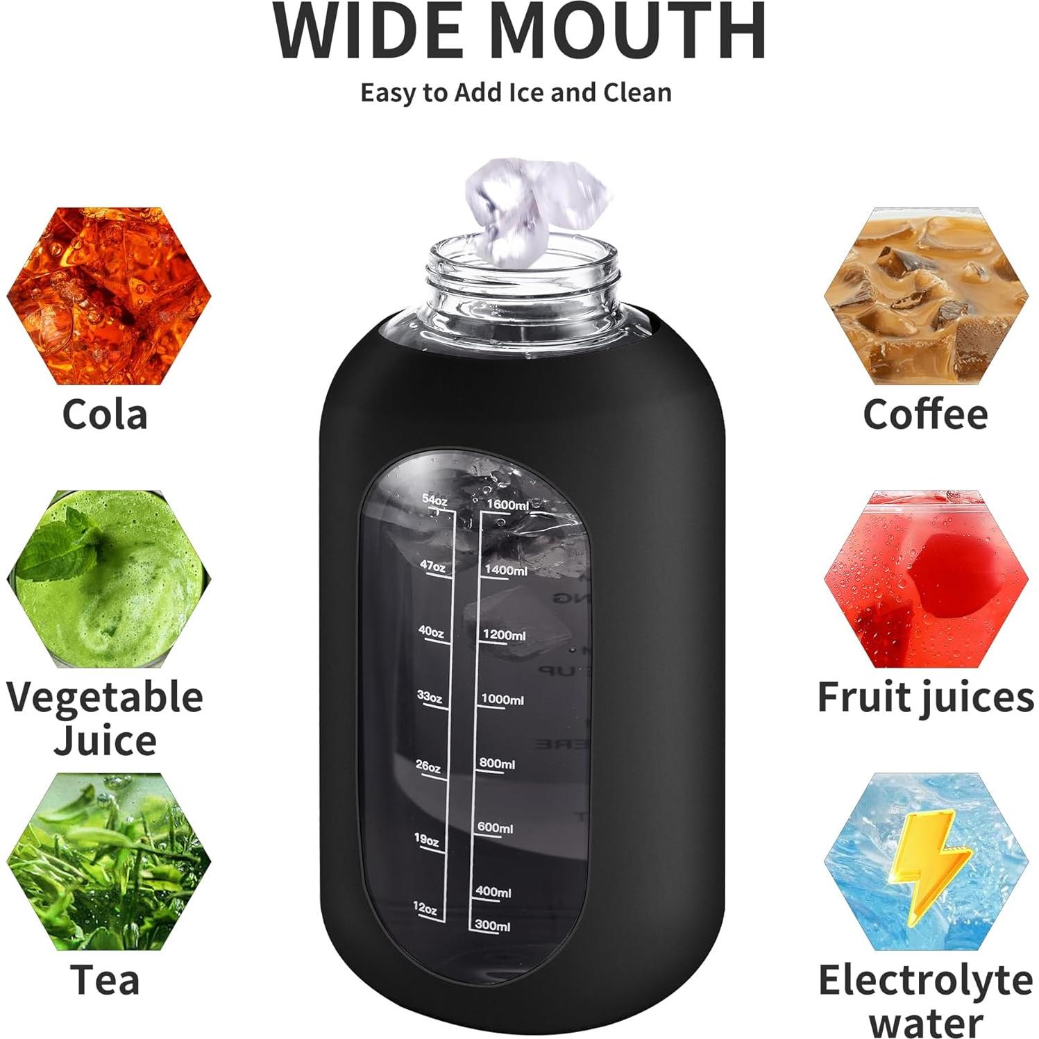 Botella de Agua de Vidrio CIVAGO 1.81L con Pajilla y Asa