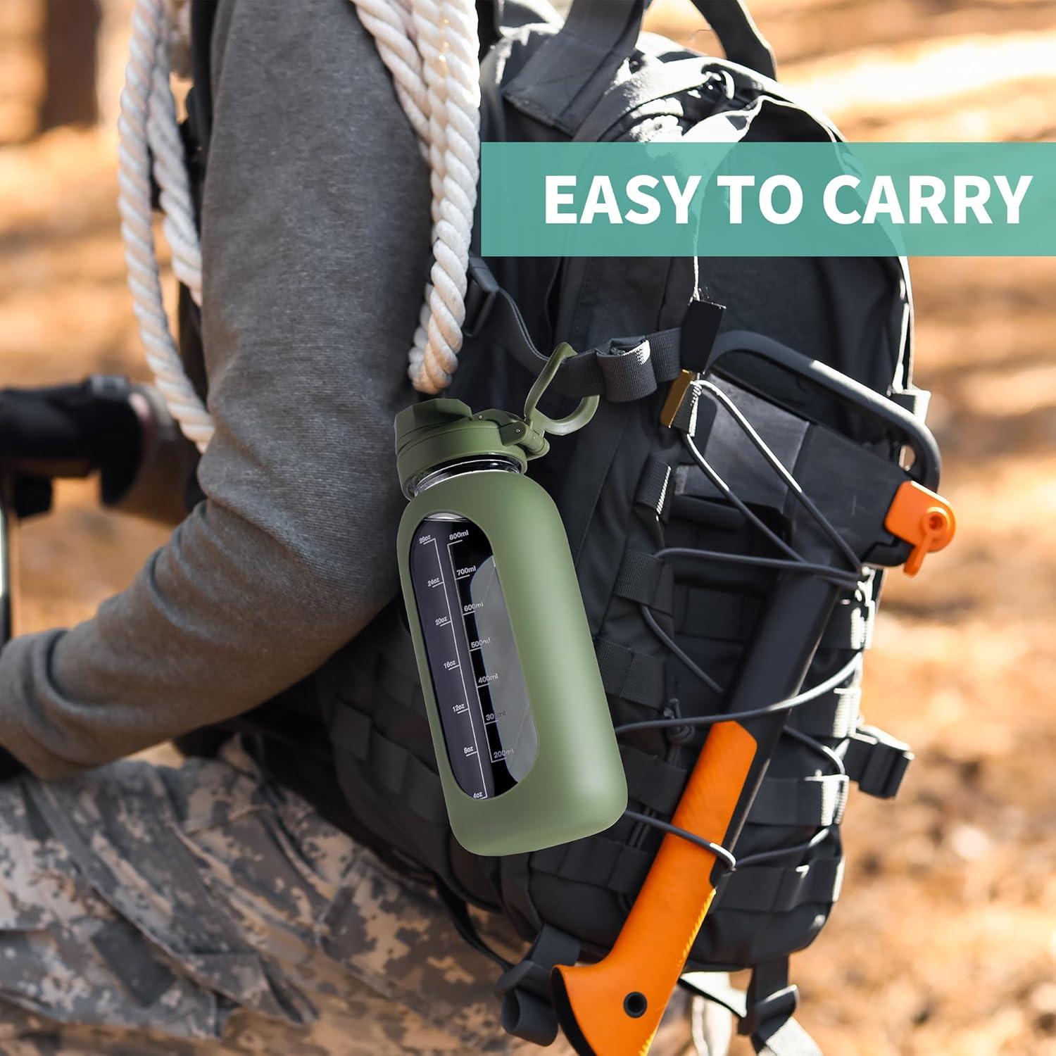 Botella de Agua de Vidrio CIVAGO 1.81L con Pajilla y Asa