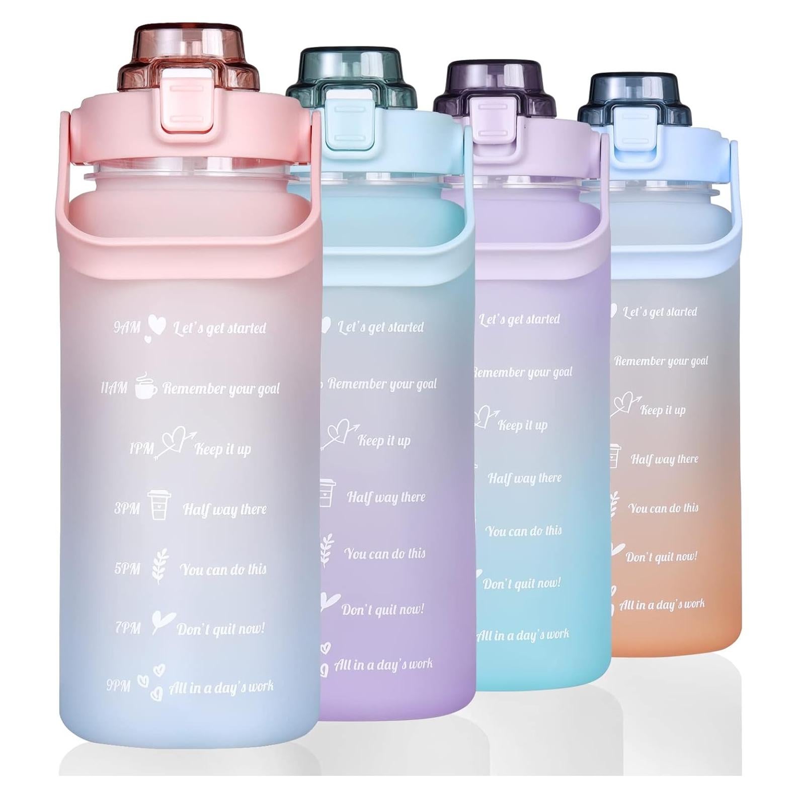 Botella de Agua Motivacional RYI 1.89 L Libre de BPA Rosa-Azul