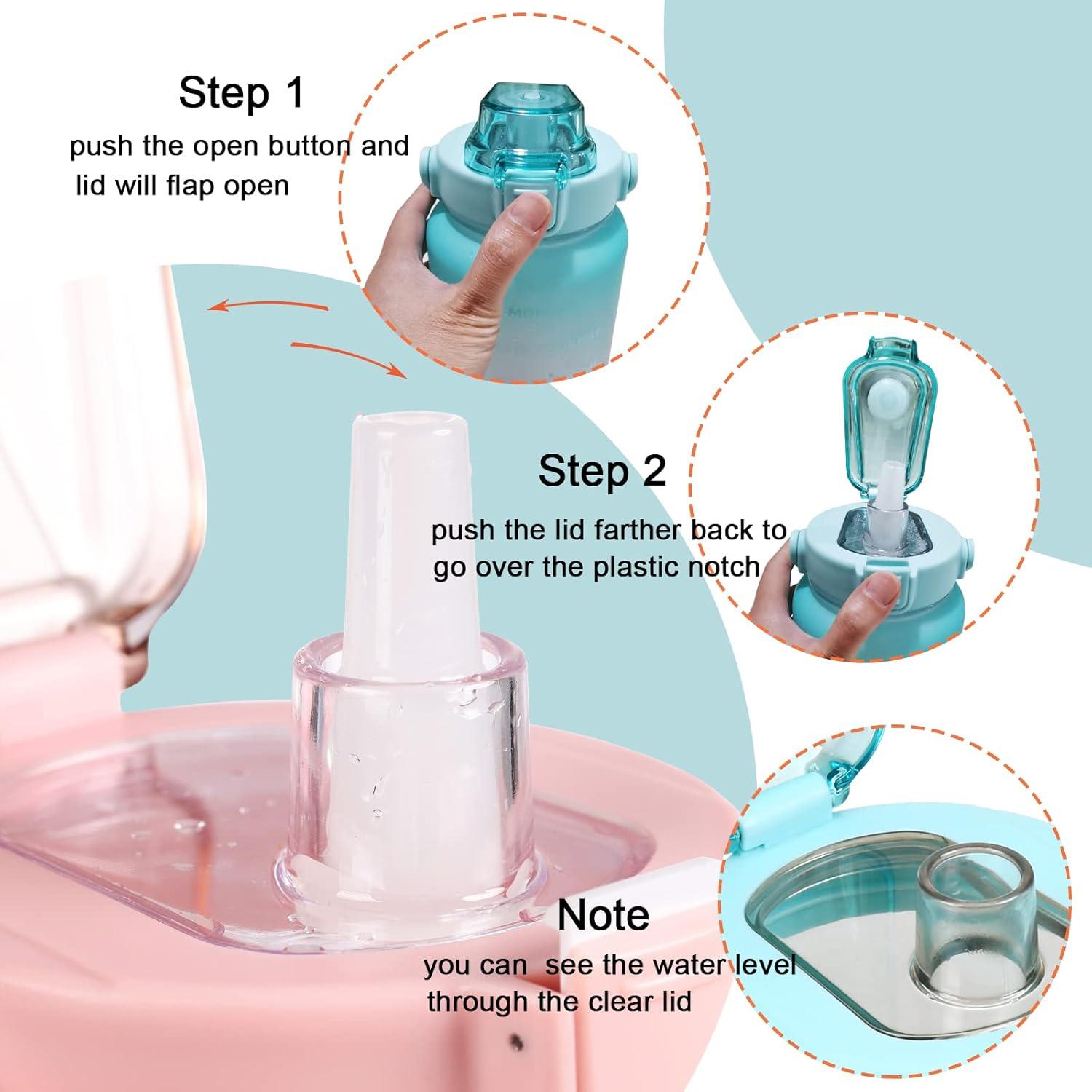 Botella de Agua Motivacional RYI 1.89 L Libre de BPA Rosa-Azul