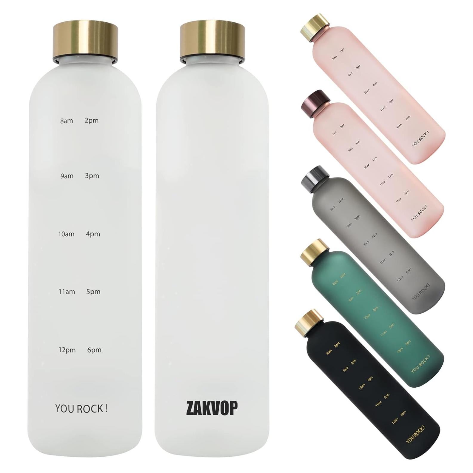 Botella de Agua Reutilizable ZAKVOP 32oz con Marcador de Tiempo