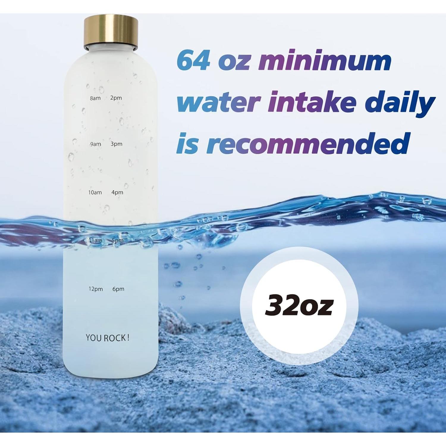 Botella de Agua Reutilizable ZAKVOP 32oz con Marcador de Tiempo