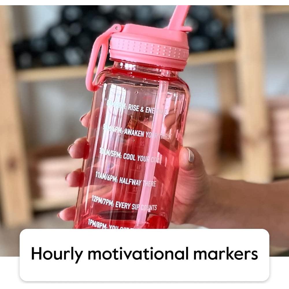 Botella de Agua Motivacional Takeya 1.89L con Tapa de Pajita