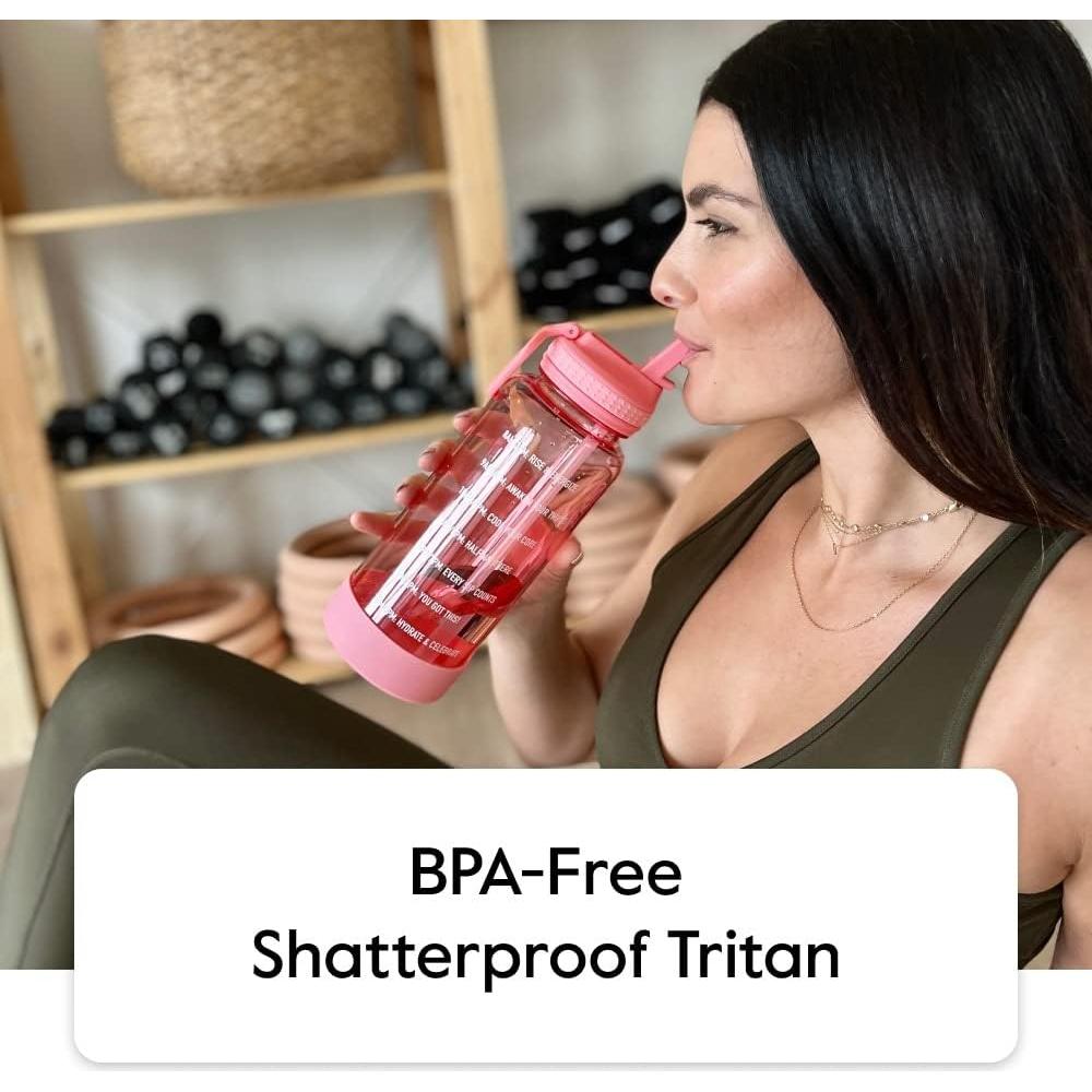 Botella de Agua Motivacional Takeya 1.89L con Tapa de Pajita