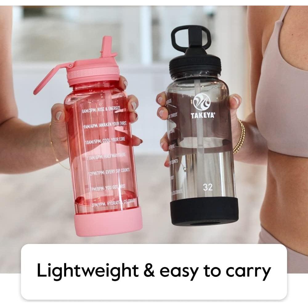 Botella de Agua Motivacional Takeya 1.89L con Tapa de Pajita