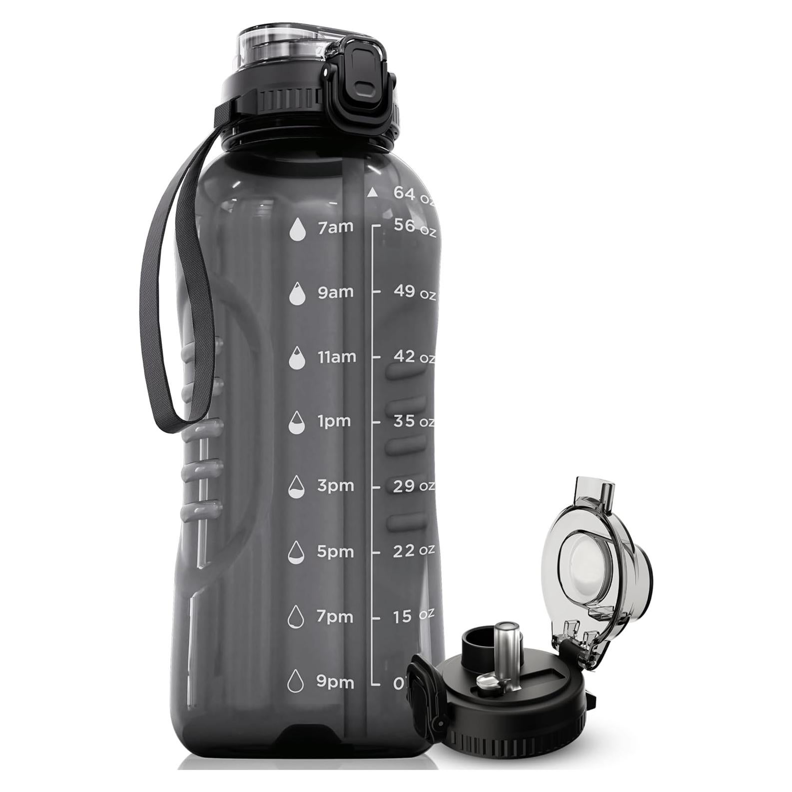Botella de Agua AQUAFIT 64 oz con Tapa 2 en 1 - Gris