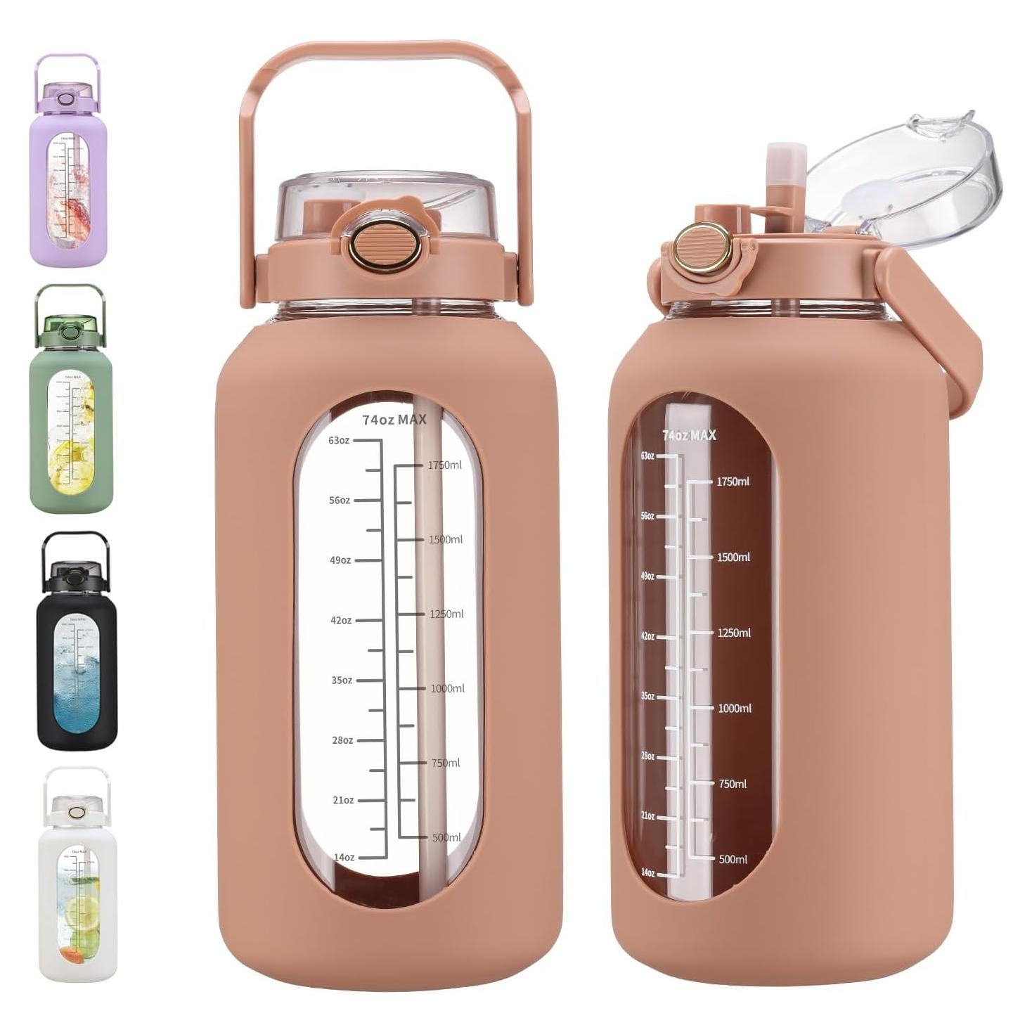 Botella de Agua de Vidrio 2.2L Chunmo con Popote y Manga