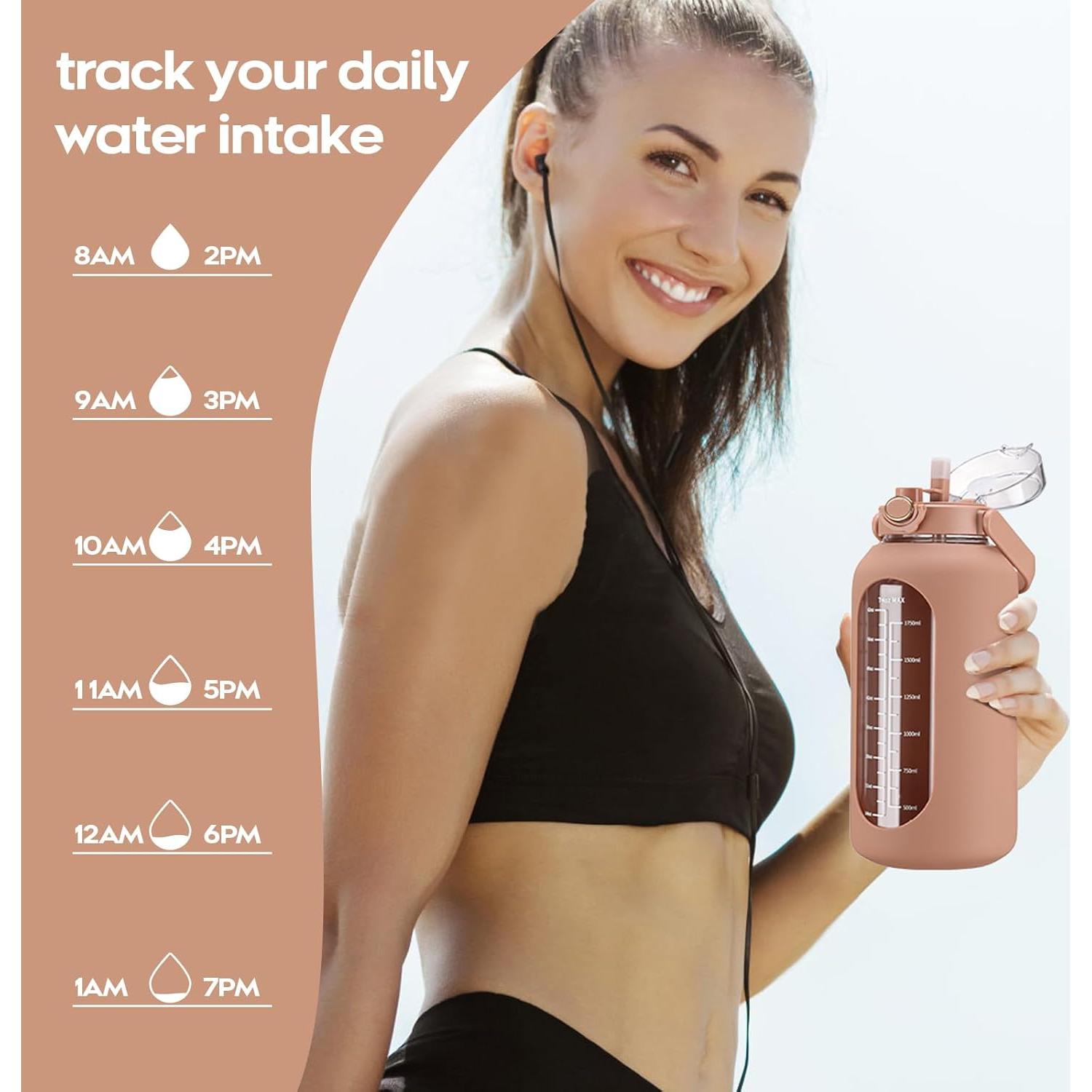 Botella de Agua de Vidrio 2.2L Chunmo con Popote y Manga