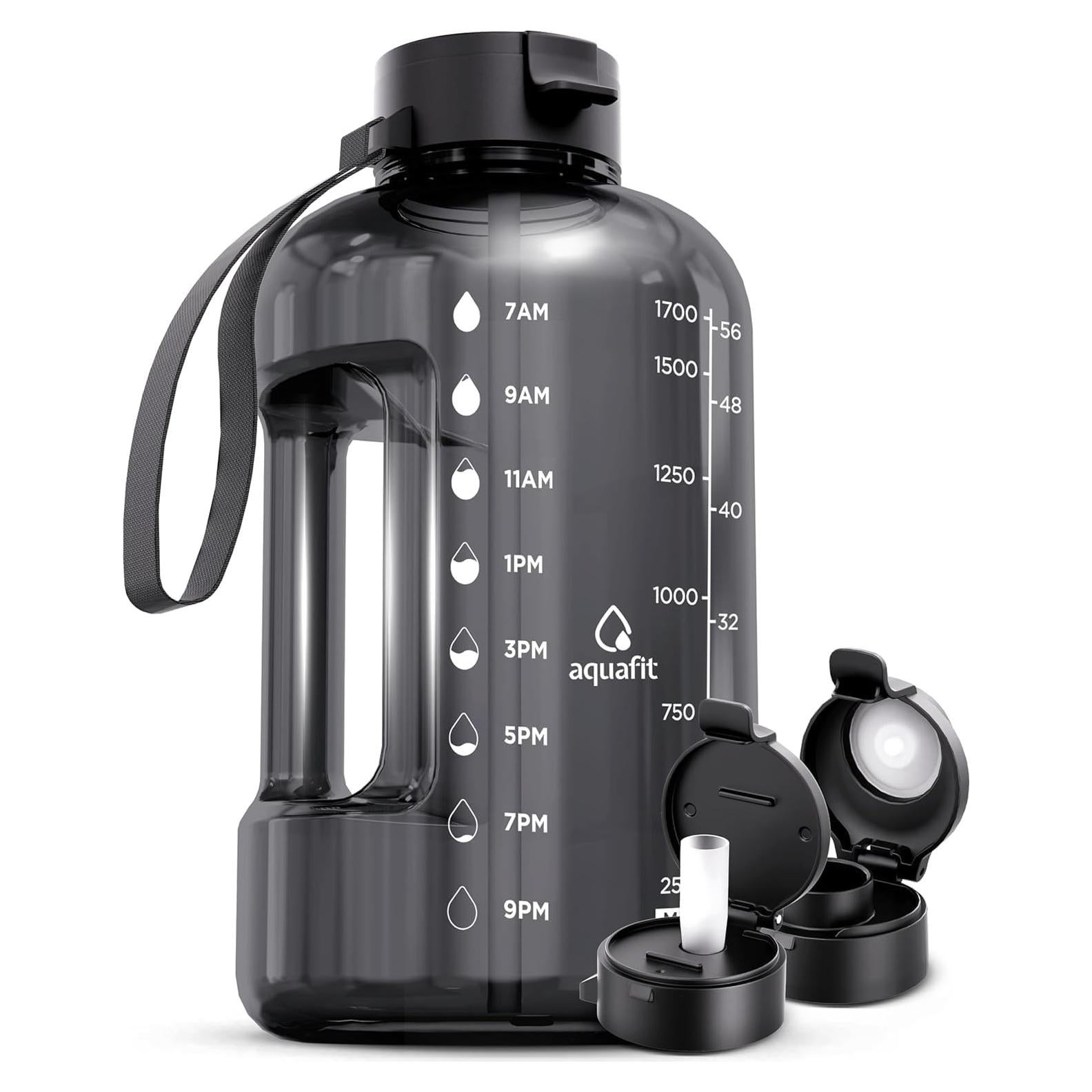 Botella de Agua AQUAFIT 64 oz con Tapa Sorbete y Asa - Gris