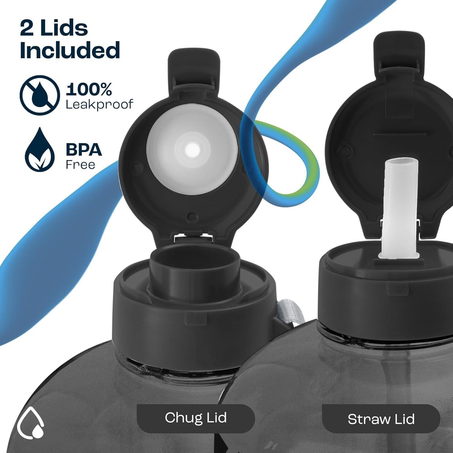 Botella de Agua AQUAFIT 64 oz con Tapa Sorbete y Asa - Gris