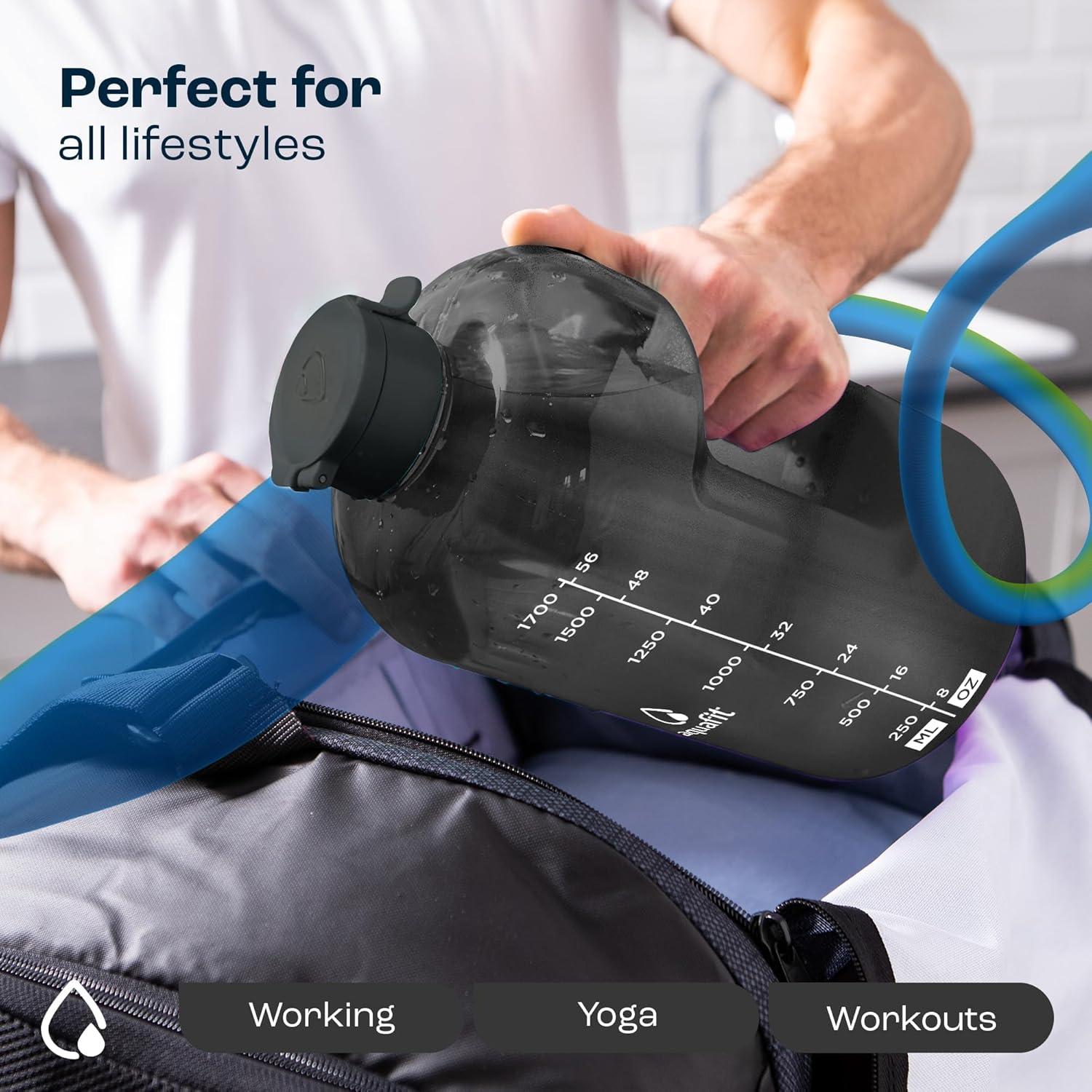 Botella de Agua AQUAFIT 64 oz con Tapa Sorbete y Asa - Gris