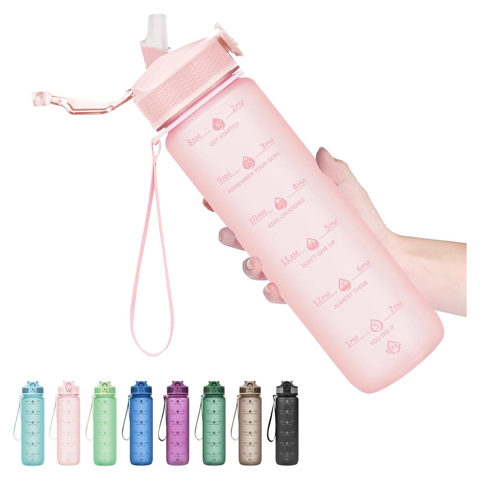 Botella de Agua Hyeta 0.91L con Pajilla y Citas Motivacionales