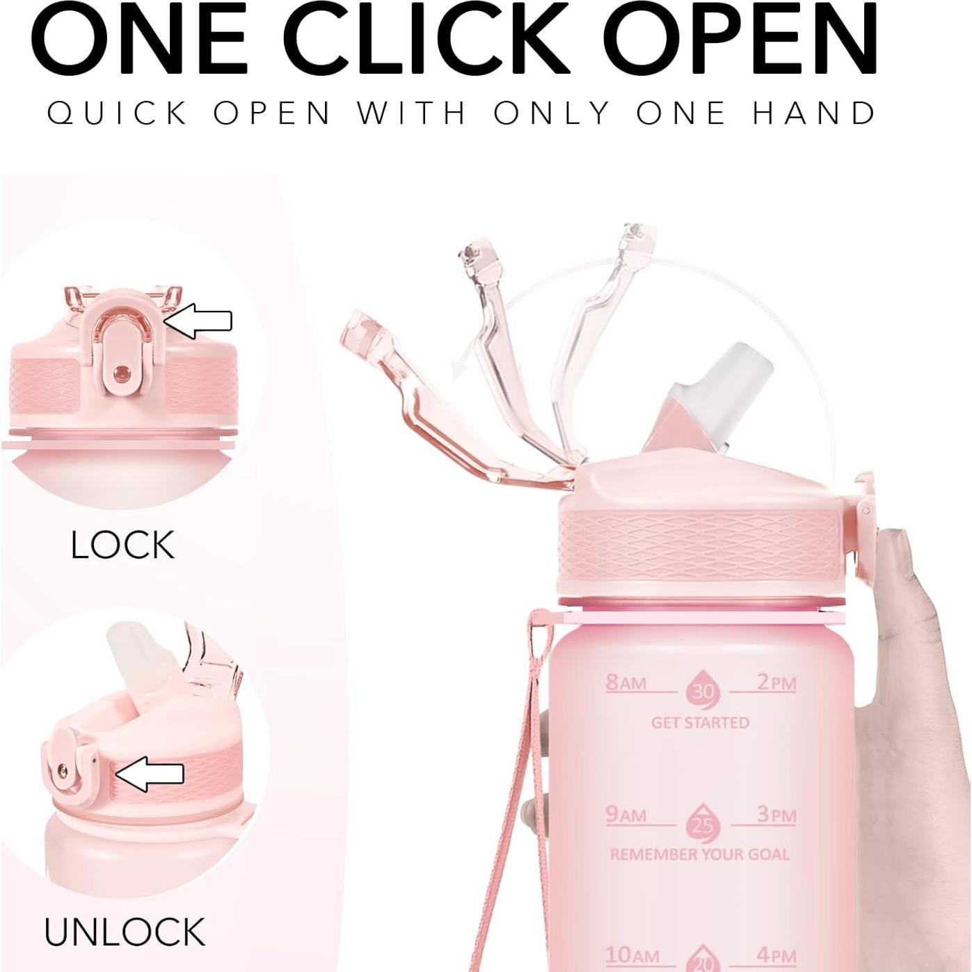 Botella de Agua Hyeta 0.91L con Pajilla y Citas Motivacionales