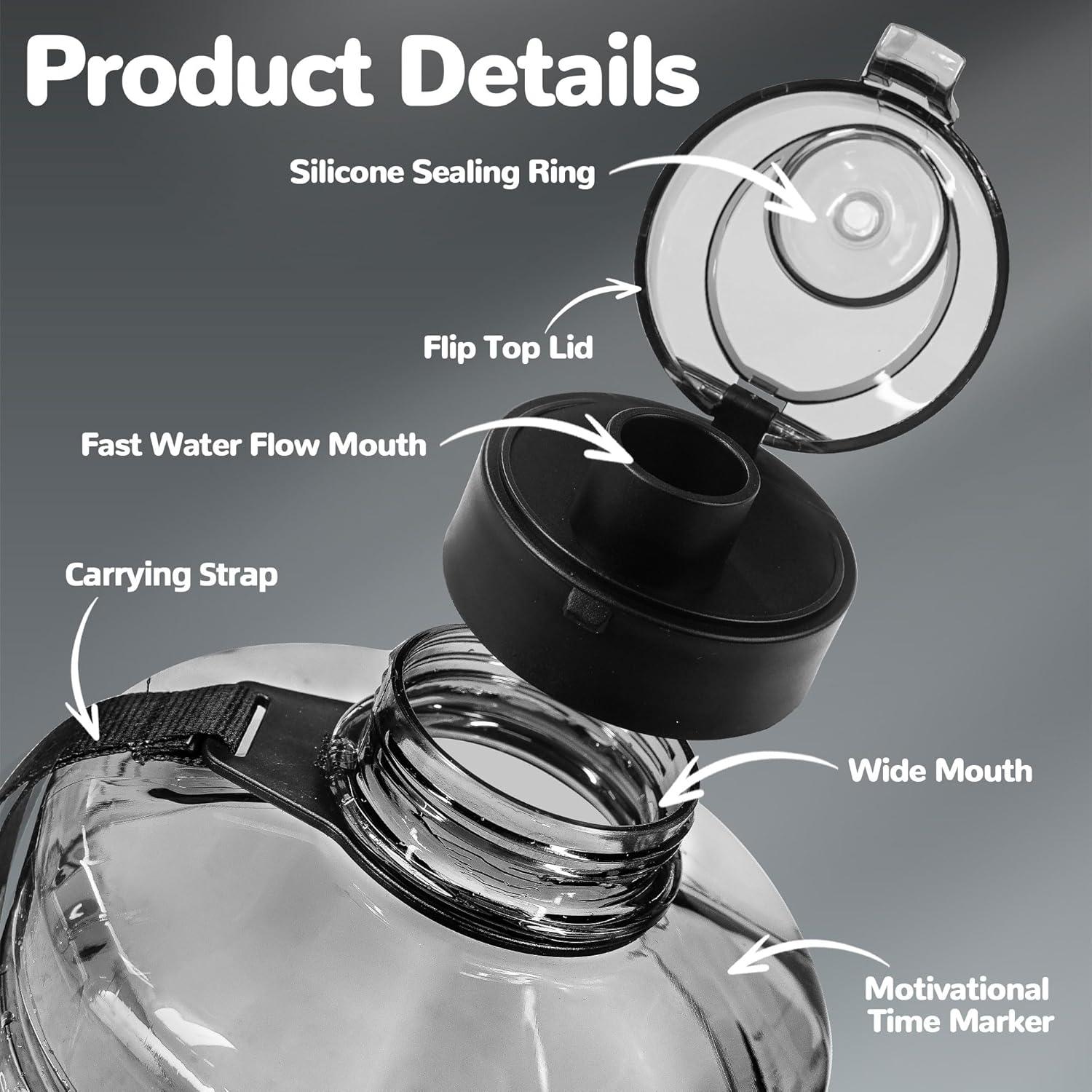 Botella de Agua 1 Galón QD.SUZEE Transparente a Prueba de Fugas