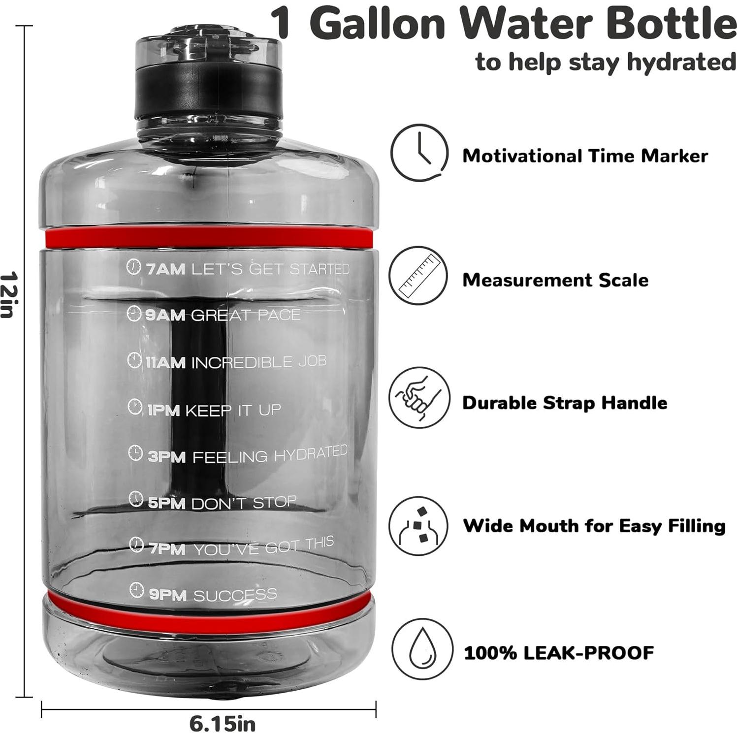 Botella de Agua 1 Galón QD.SUZEE Transparente a Prueba de Fugas