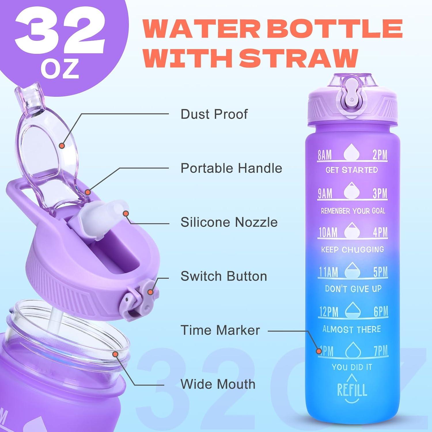 Botella de Agua Deportiva FLEEODAN 32oz Libre de BPA Negra