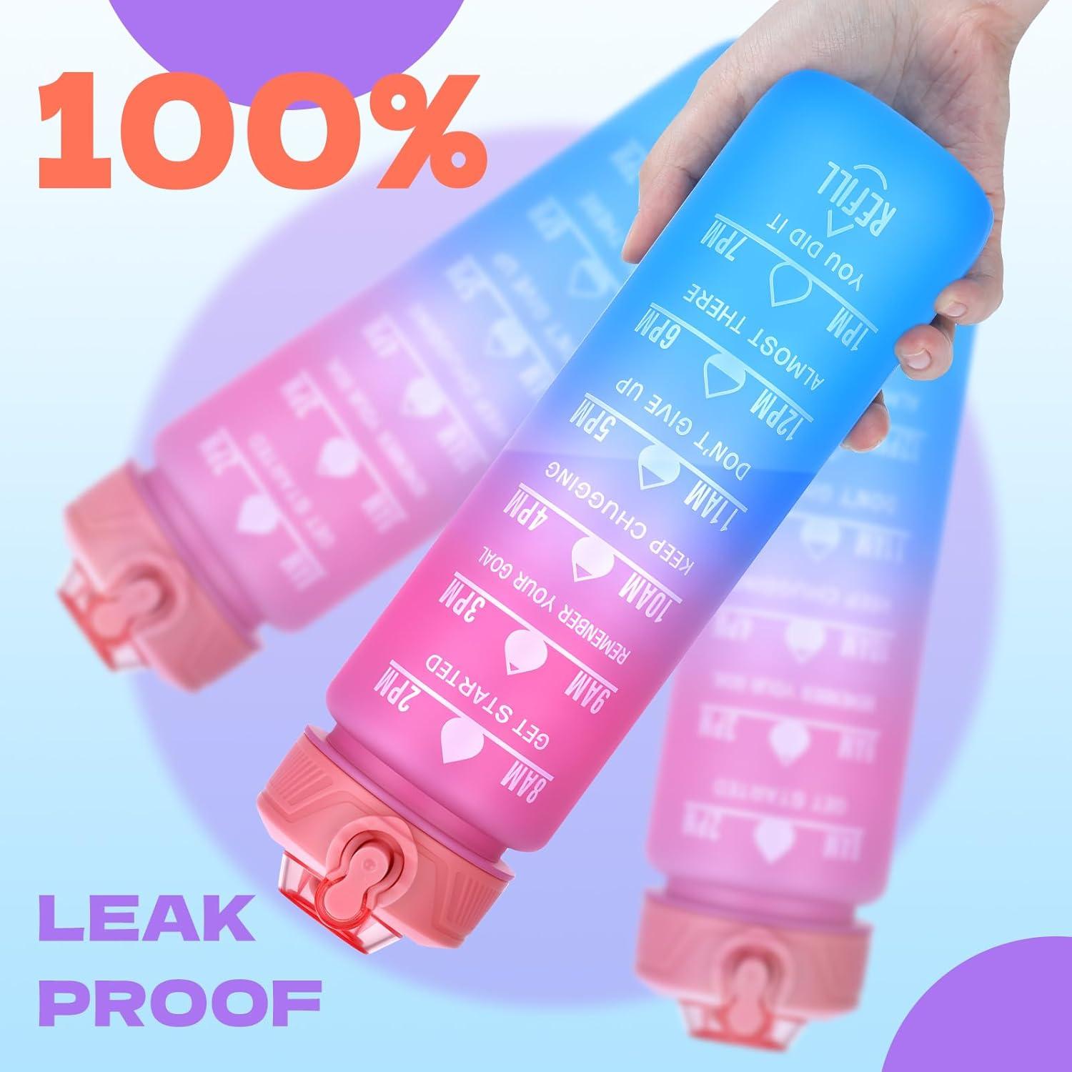 Botella de Agua Deportiva FLEEODAN 32oz Libre de BPA Negra