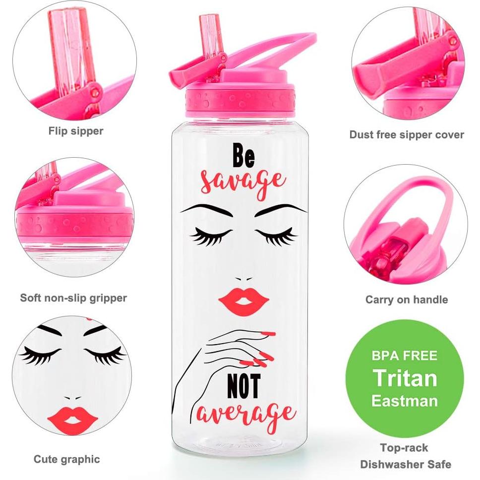 Botella de Agua Motivacional Home Tune 32oz SIN BPA - Fácil Limpieza