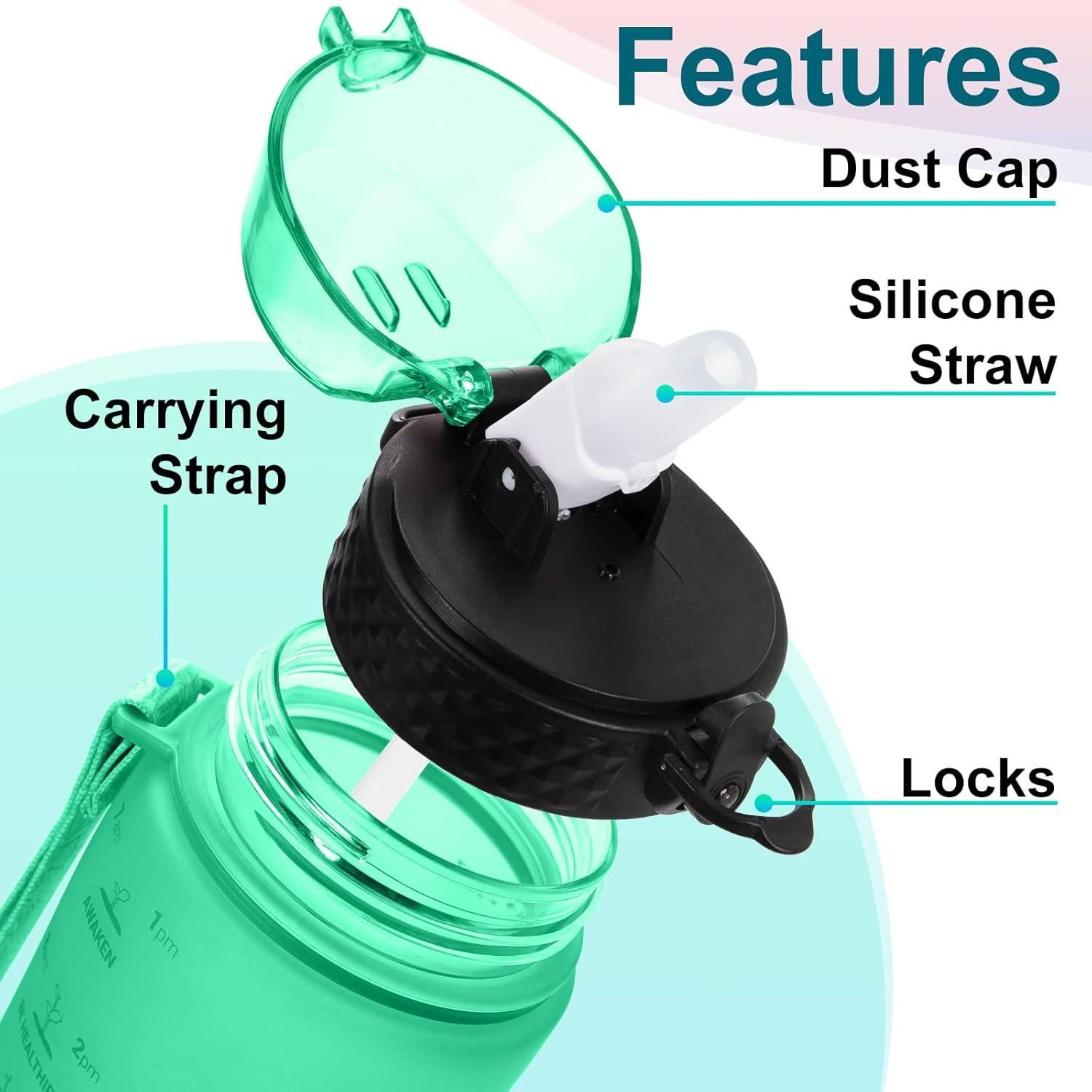 Botella de Agua Motivacional AIDEAMART 24 OZ Verde-Azul