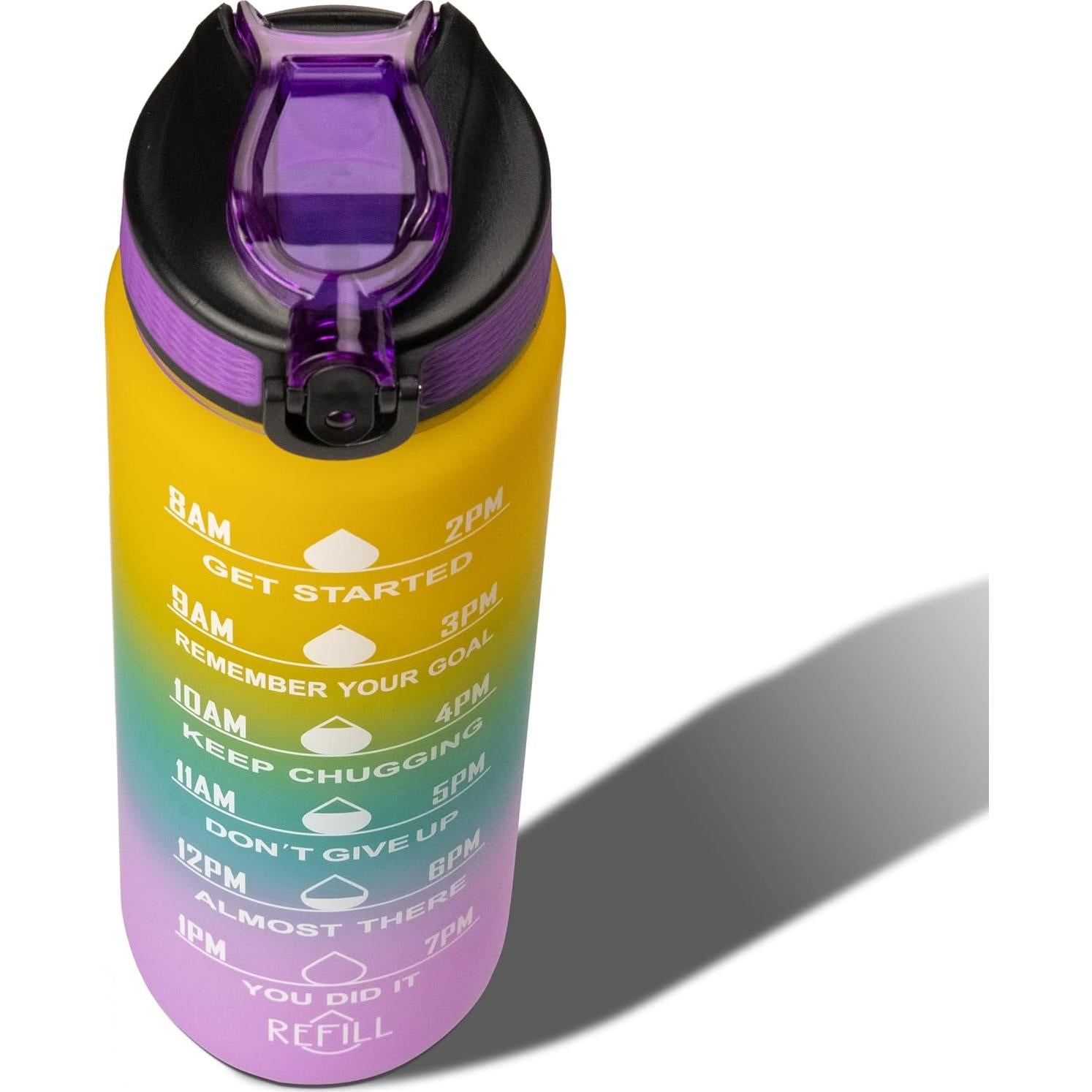 Botella de Agua Motivacional SOUMAA 1L con Popote y Marcadores