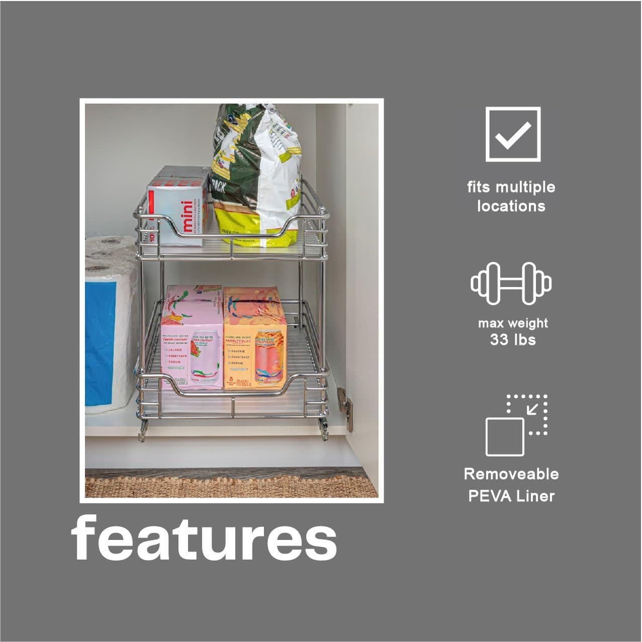 Organizador Deslizante de Acero Cromado Household Essentials 2 Niveles