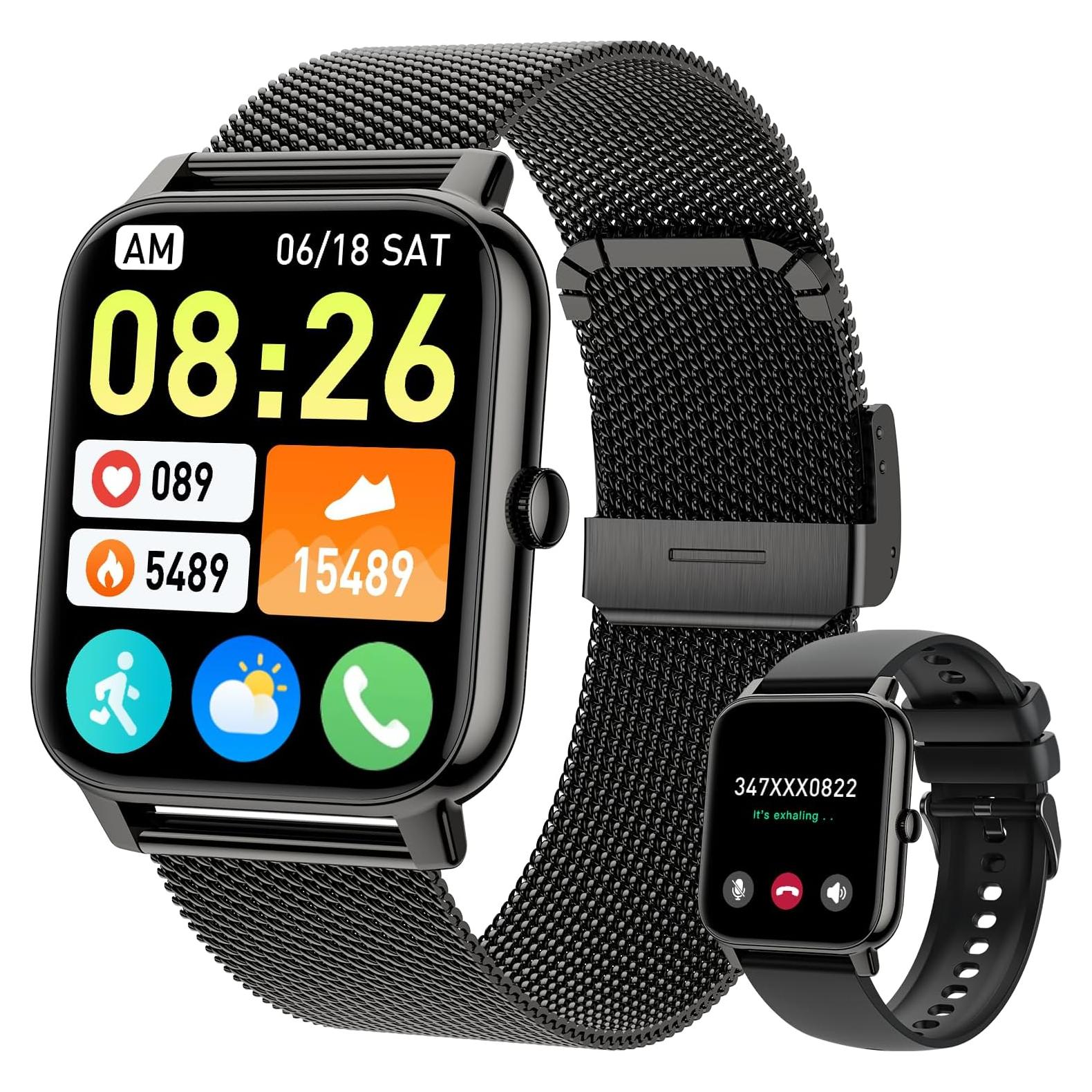 Smart Watch for Women Men Fitness: (Make/Answer Call) Bluetooth Smartwatch for Android Phones iPhone Waterproof Outdoor Sport Digital Running Watches Health Tracker Heart Rate Monitor Step Counter