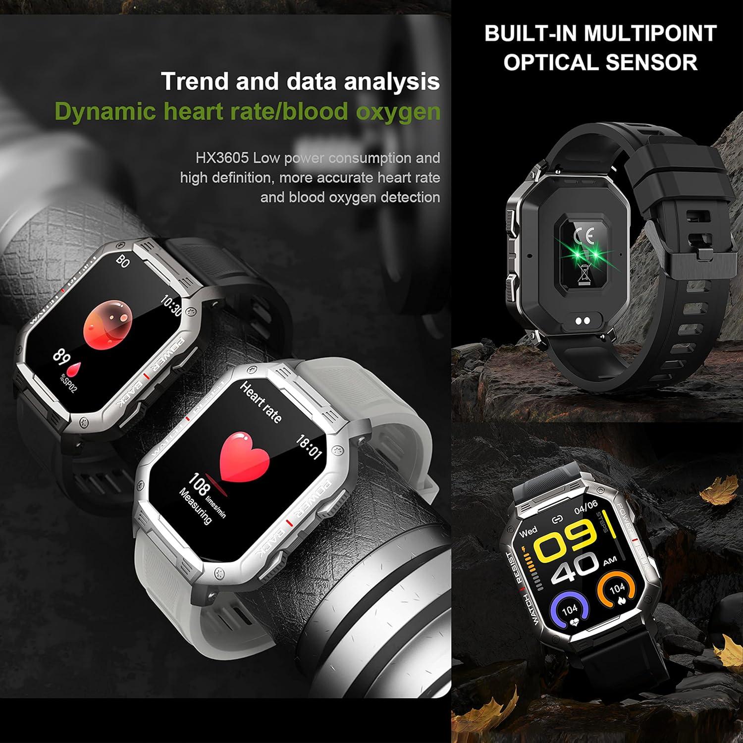 Reloj Inteligente JIWMYIN Militar Bluetooth 44mm Fitness