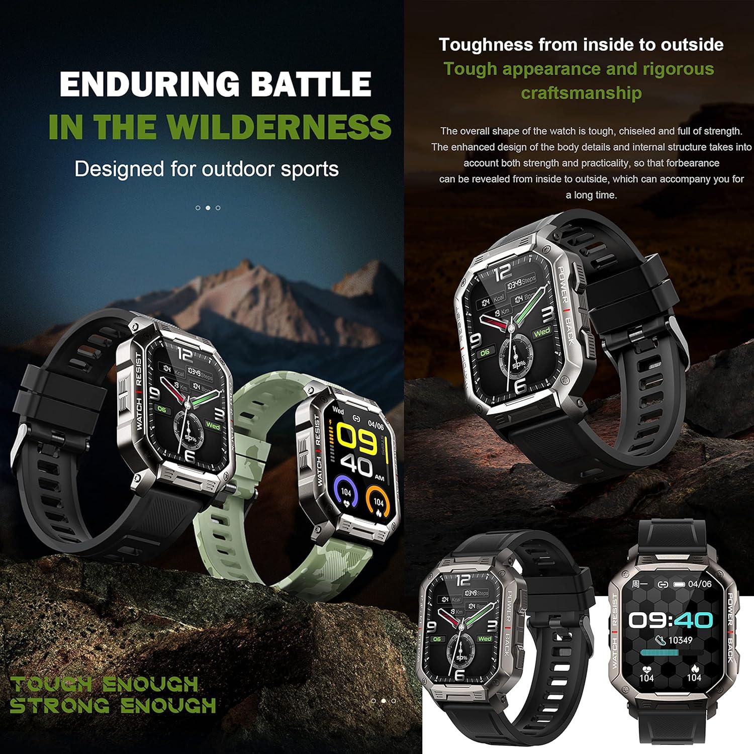 Reloj Inteligente JIWMYIN Militar Bluetooth 44mm Fitness