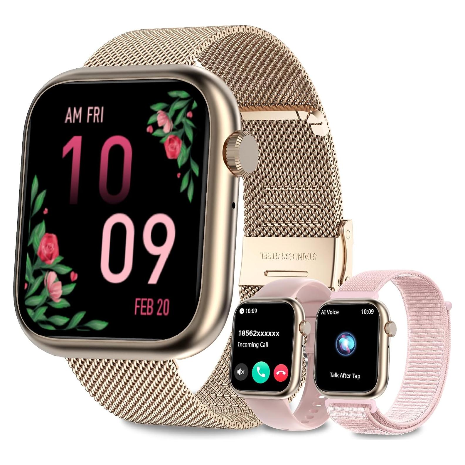 Reloj Inteligente GADIXY para Mujeres Rosa Dorado 1.83" HD