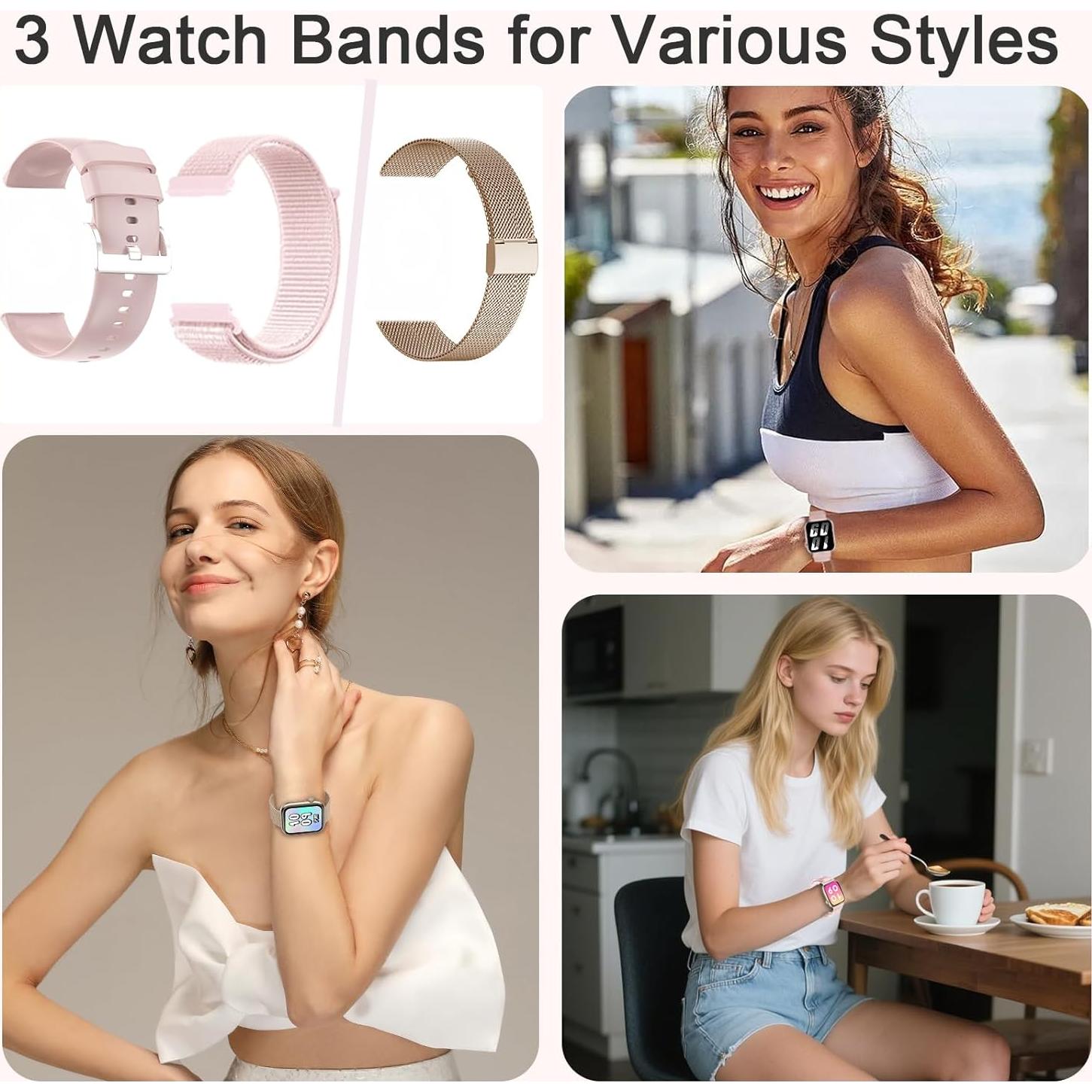 Reloj Inteligente GADIXY para Mujeres Rosa Dorado 1.83" HD