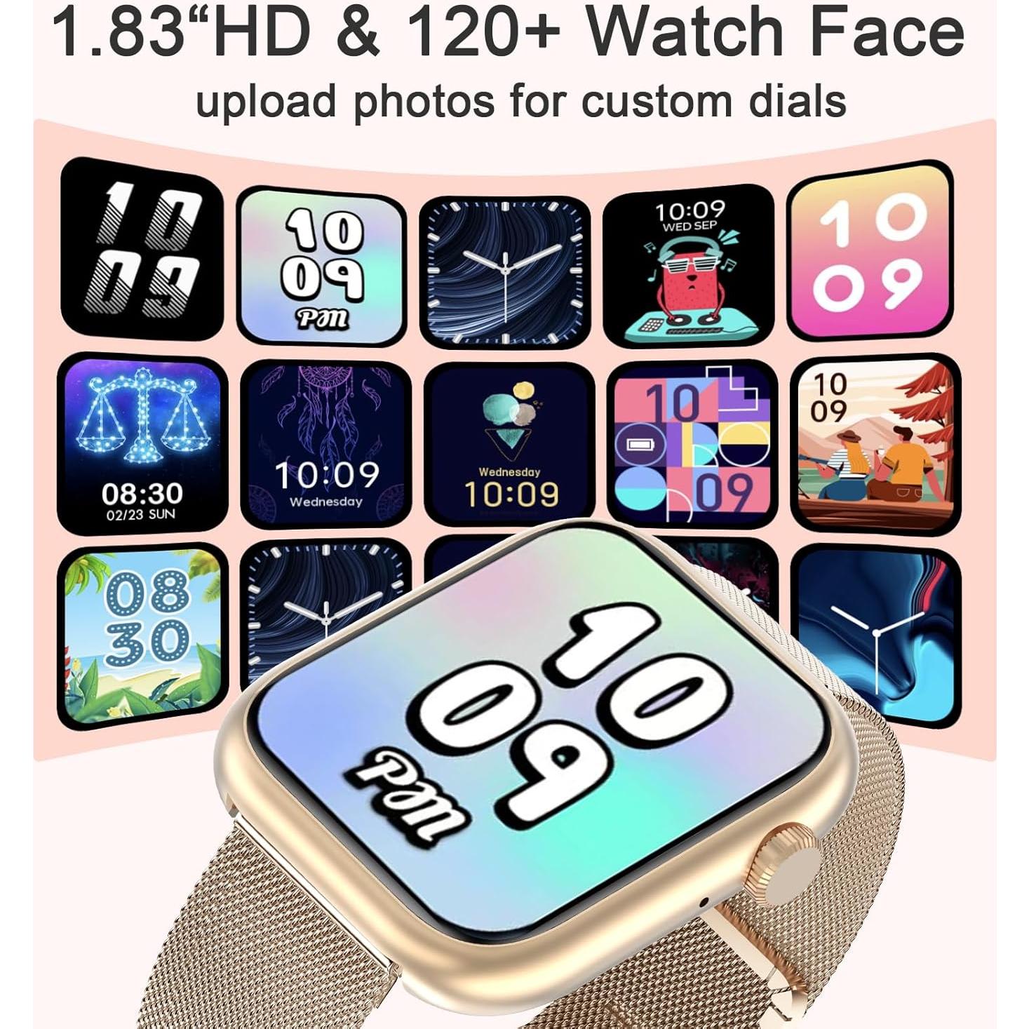 Reloj Inteligente GADIXY para Mujeres Rosa Dorado 1.83" HD