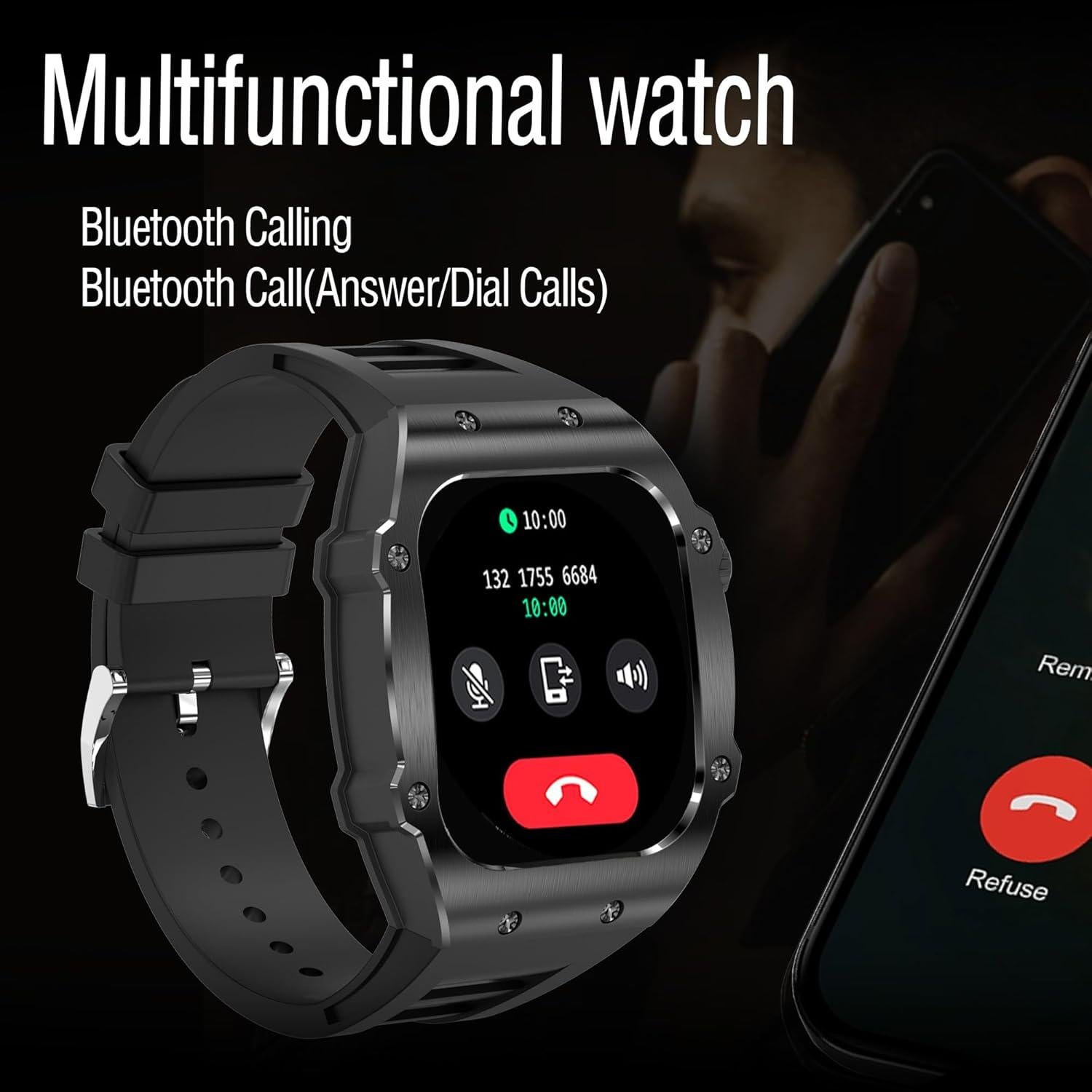 Reloj Inteligente Deportivo Militar Dvtlfrj Negro 1.91" IP68