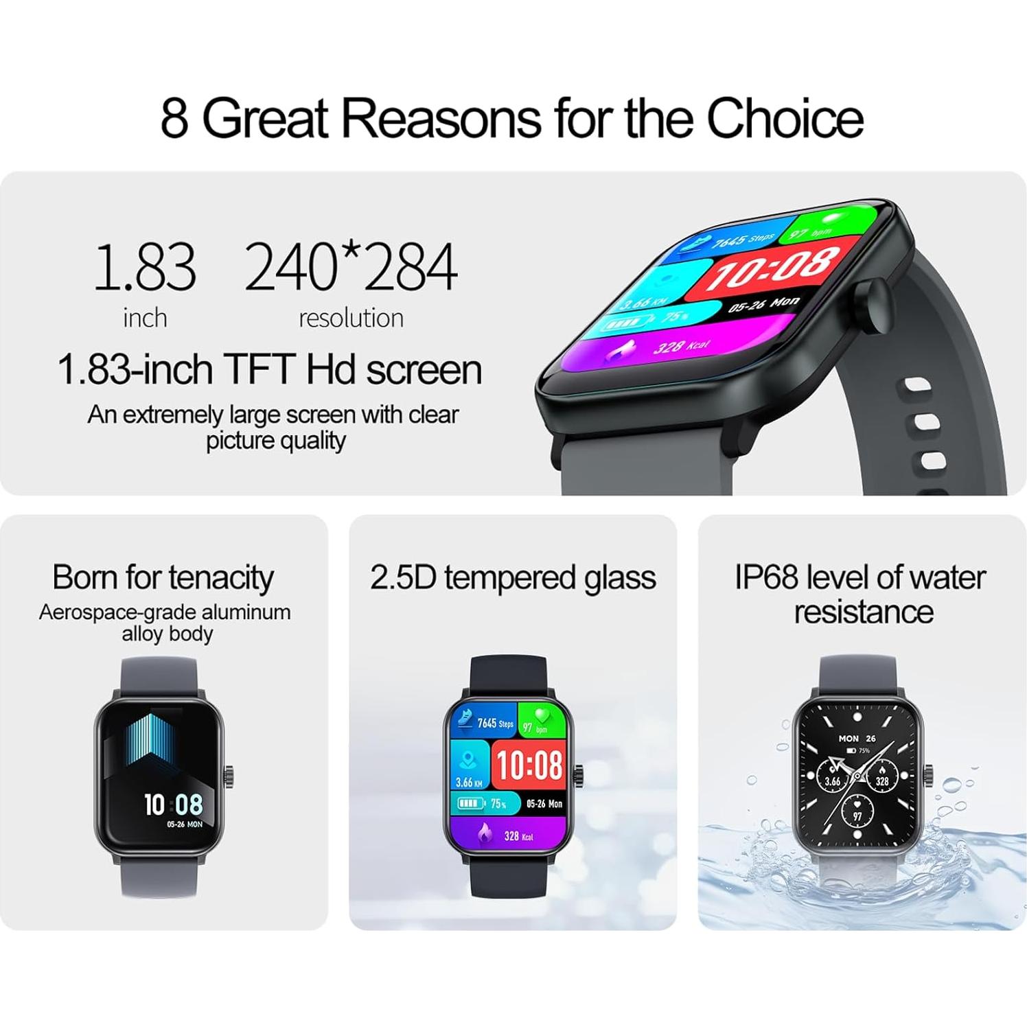 Reloj Inteligente Zicoway H5 para Mujeres y Hombres - Monitoreo de Salud IP68