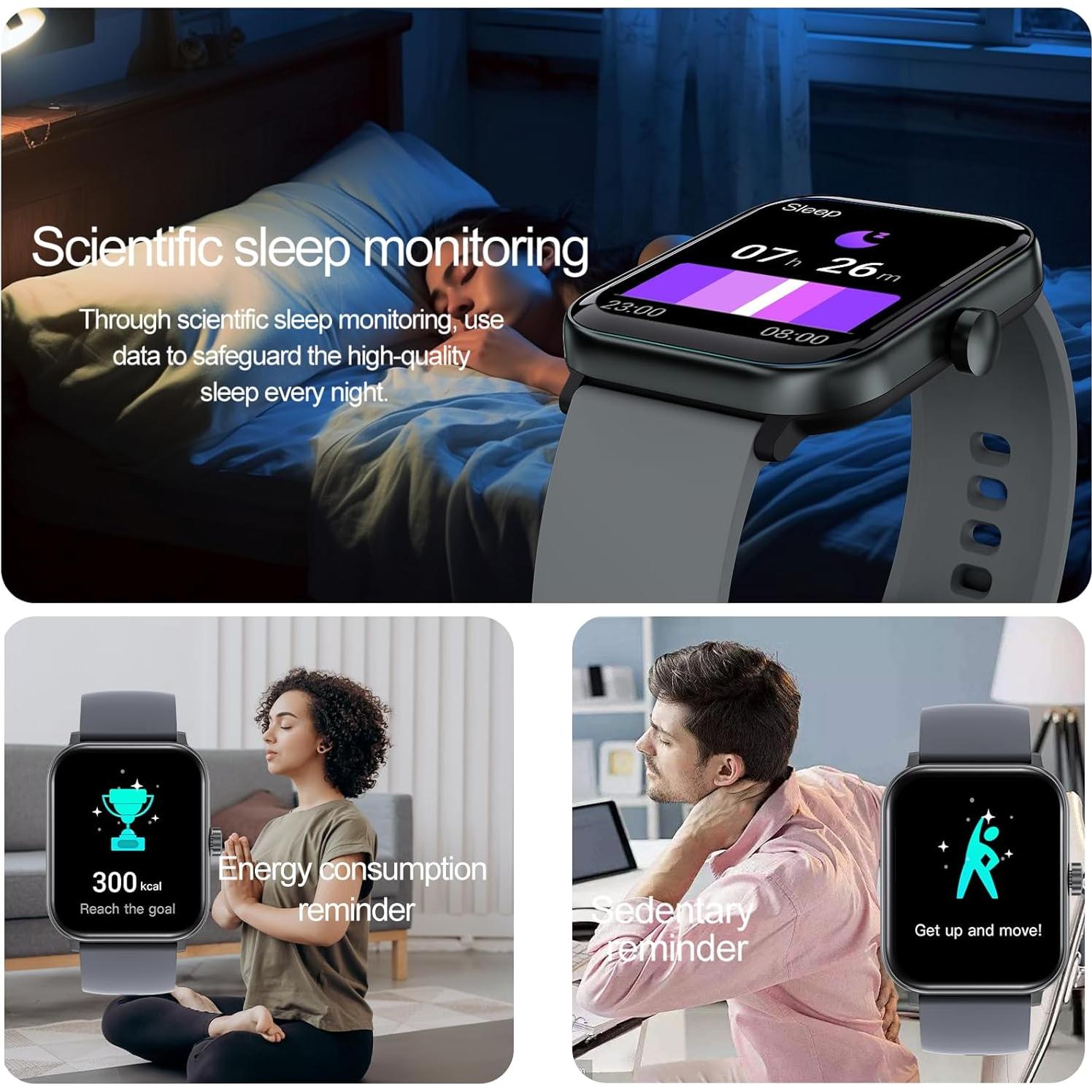 Reloj Inteligente Zicoway H5 para Mujeres y Hombres - Monitoreo de Salud IP68